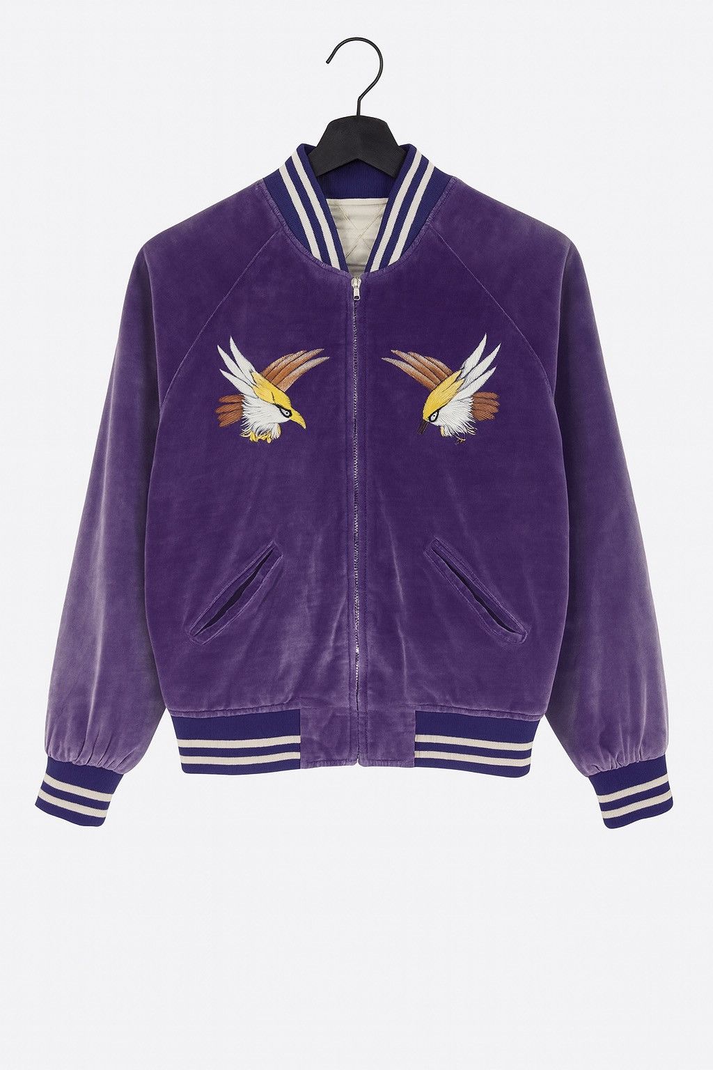 Japanese Brand Purple Velvet Sukajan “Japan” Embroidered Souvenir Jacket Size US S / EU 44-46 / 1 - 2 Thumbnail