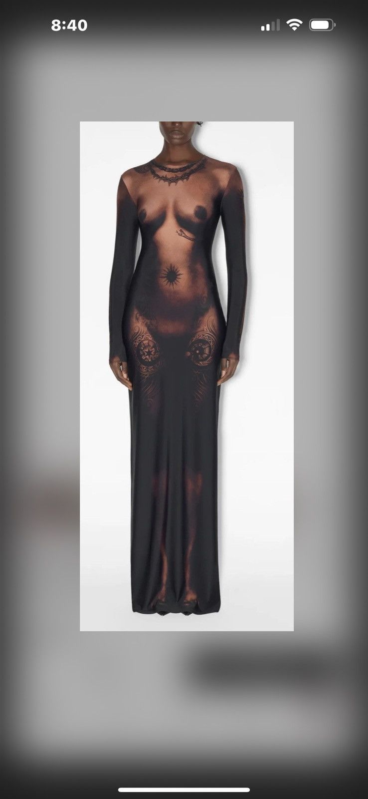 Jean Paul Gaultier Jean Paul Gautier The Long Ebony Body Tattoo Dress Dark Nude Size S / US 4 / IT 40 - 1 Thumbnail