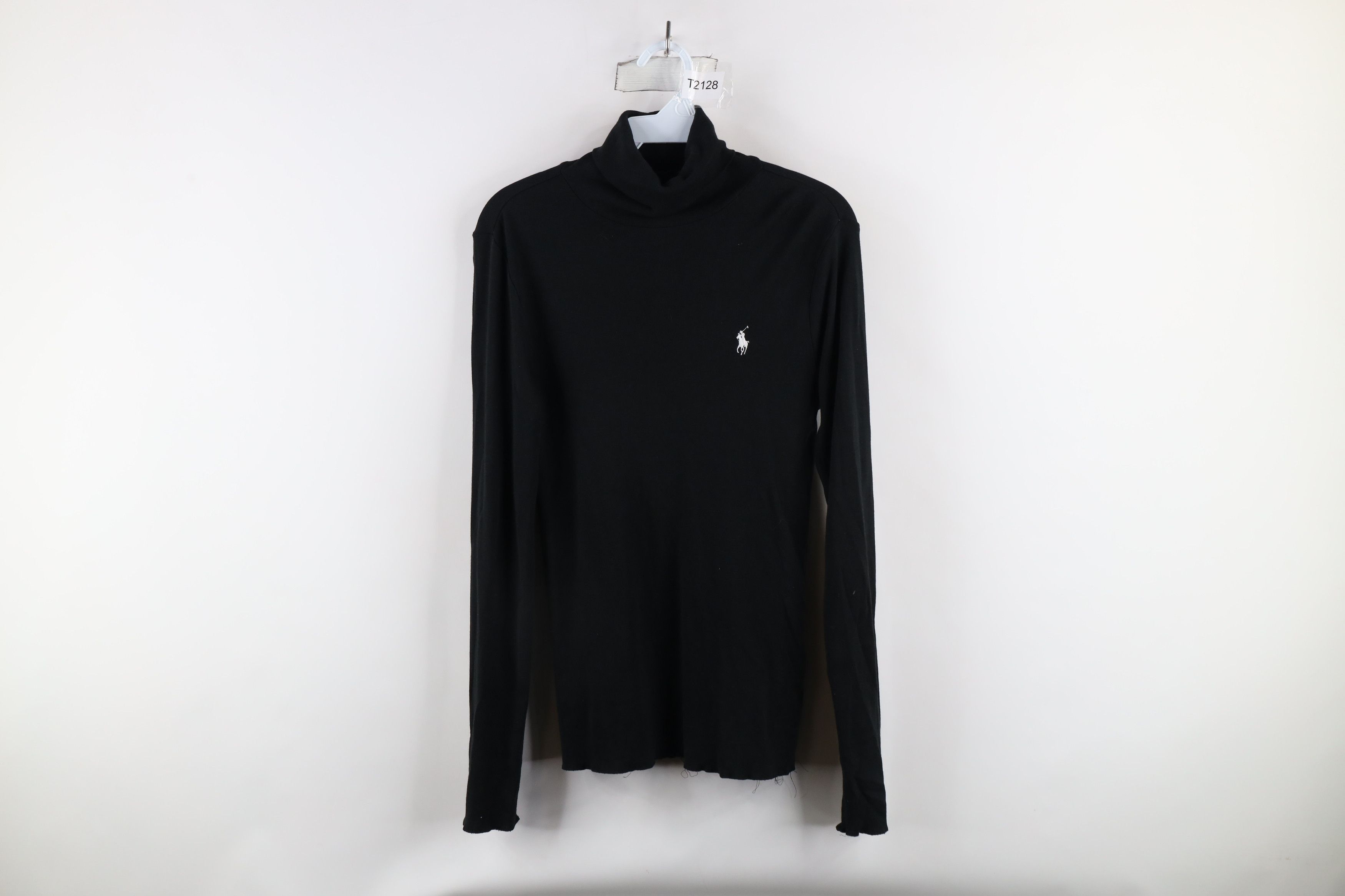 Ralph Lauren × Vintage Vintage Ralph Lauren Ribbed Knit Turtleneck T-Shirt Black Size L / US 10 / IT 46 - 1 Thumbnail