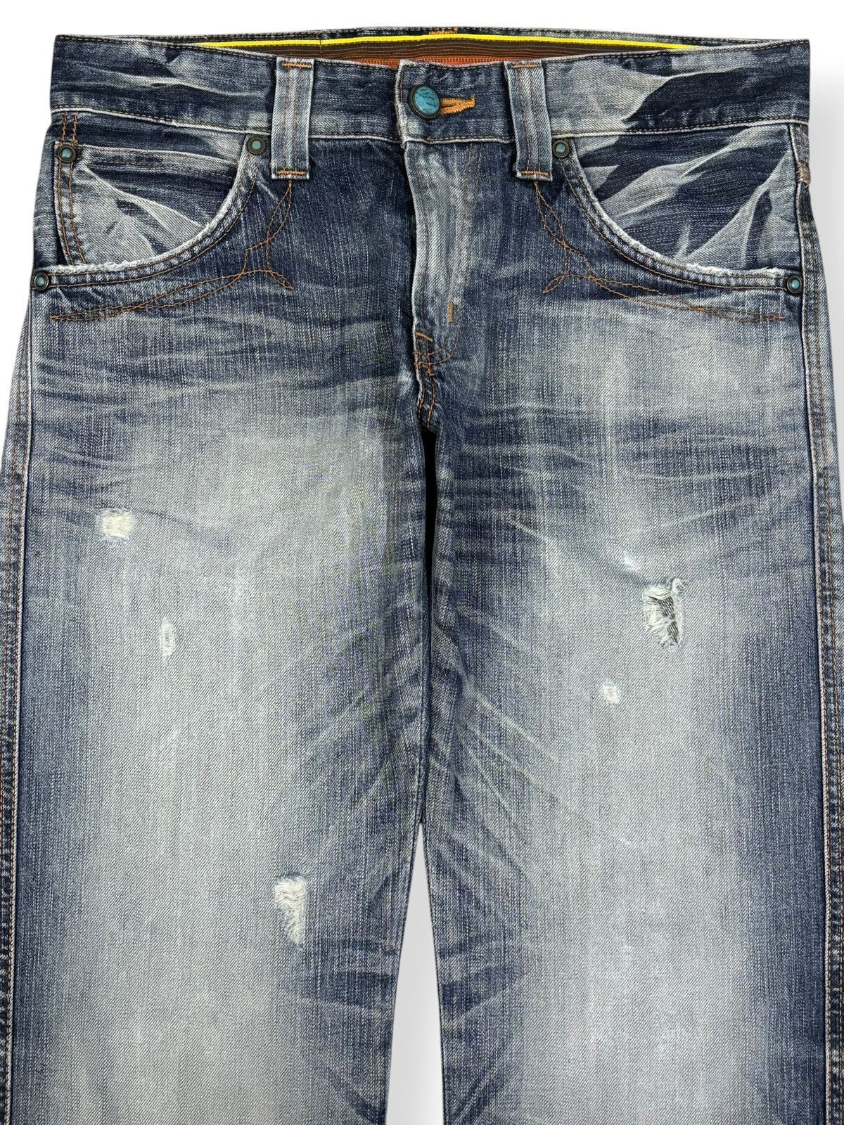 Edwin Vintage Edwin Blue Trip Faded Wash Flare Distressed Jeans Size US 33 - 3 Thumbnail
