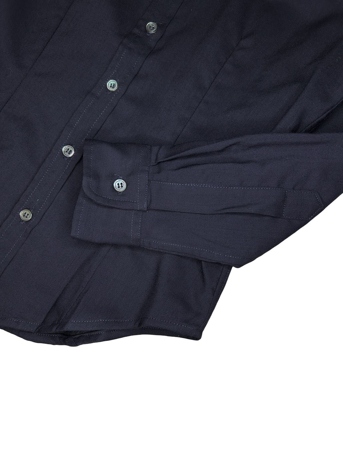 Paul Harnden Shoemakers Navy Wool Button Up Shirt Size S / US 4 / IT 40 - 4 Thumbnail
