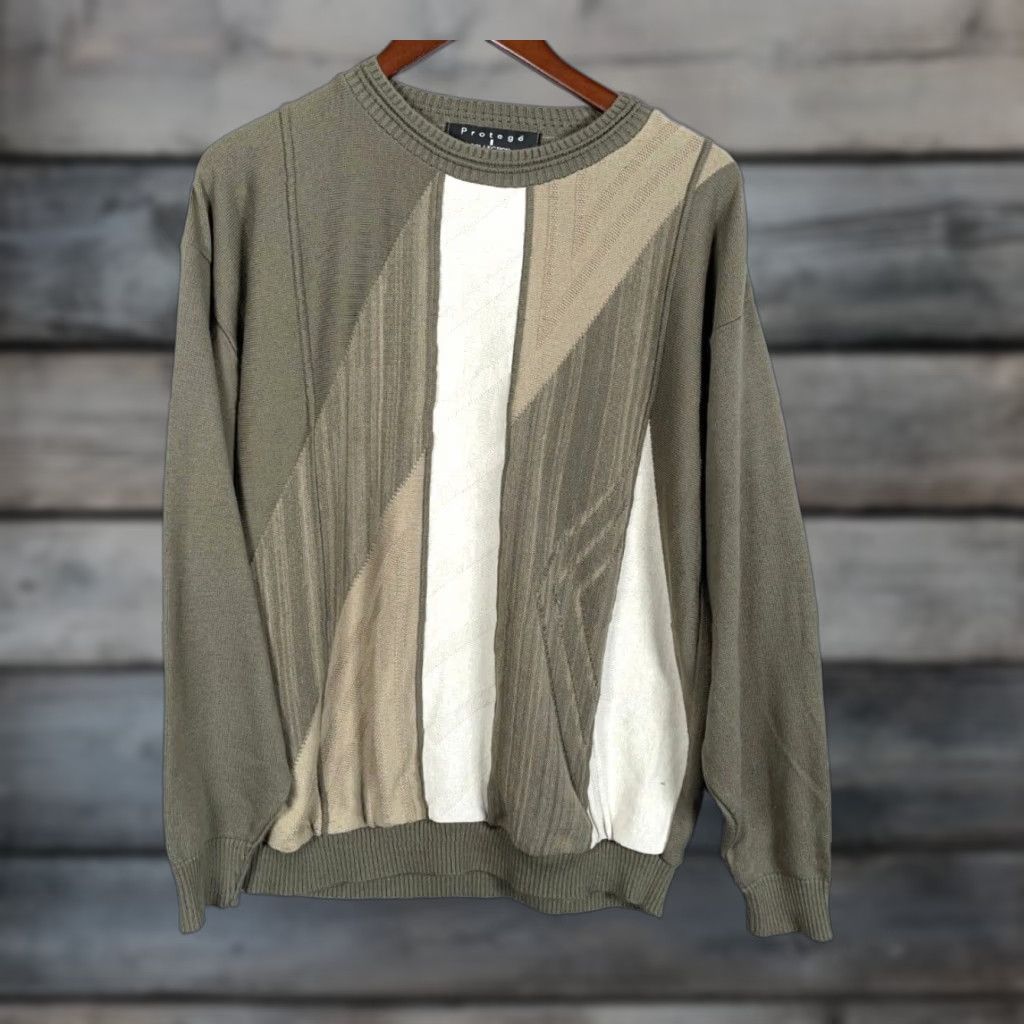 Vintage VINTAGE Protege Striped Sweater Adult Large Green White Knit Crew Neck Mens L Lightweight Christmas Casual 90s Retro Hipster Pullover Size US L / EU 52-54 / 3 - 1 Thumbnail