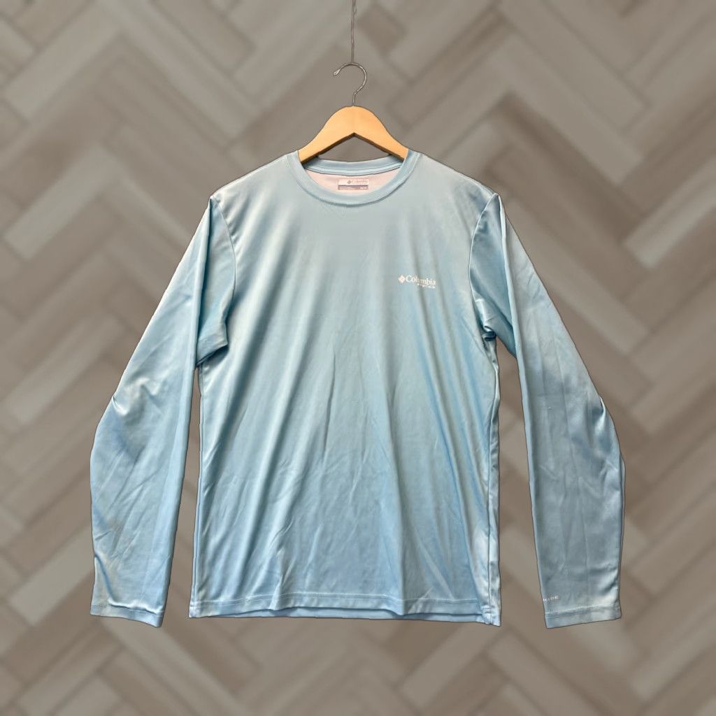 Spell Columbia Logo Spell Out Turquoise Running Sports Shirt Men's L/S Tee XS 141-25 Jewelry? Size US XS / EU 42 / 0 - 1 Thumbnail