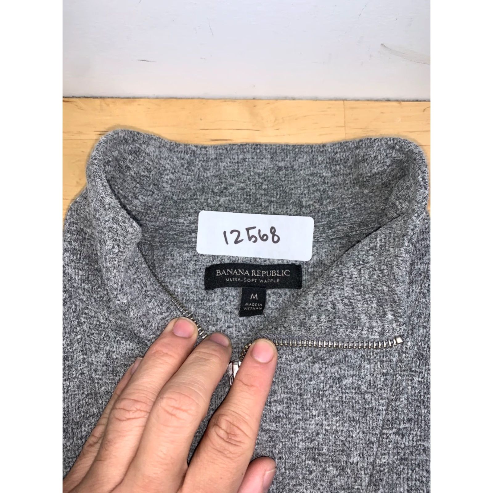 Banana Republic Banana Republic Men Sweater Pullover 1/4 Zip Mock Neck Char Gray M Regular Size US M / EU 48-50 / 2 - 2 Thumbnail