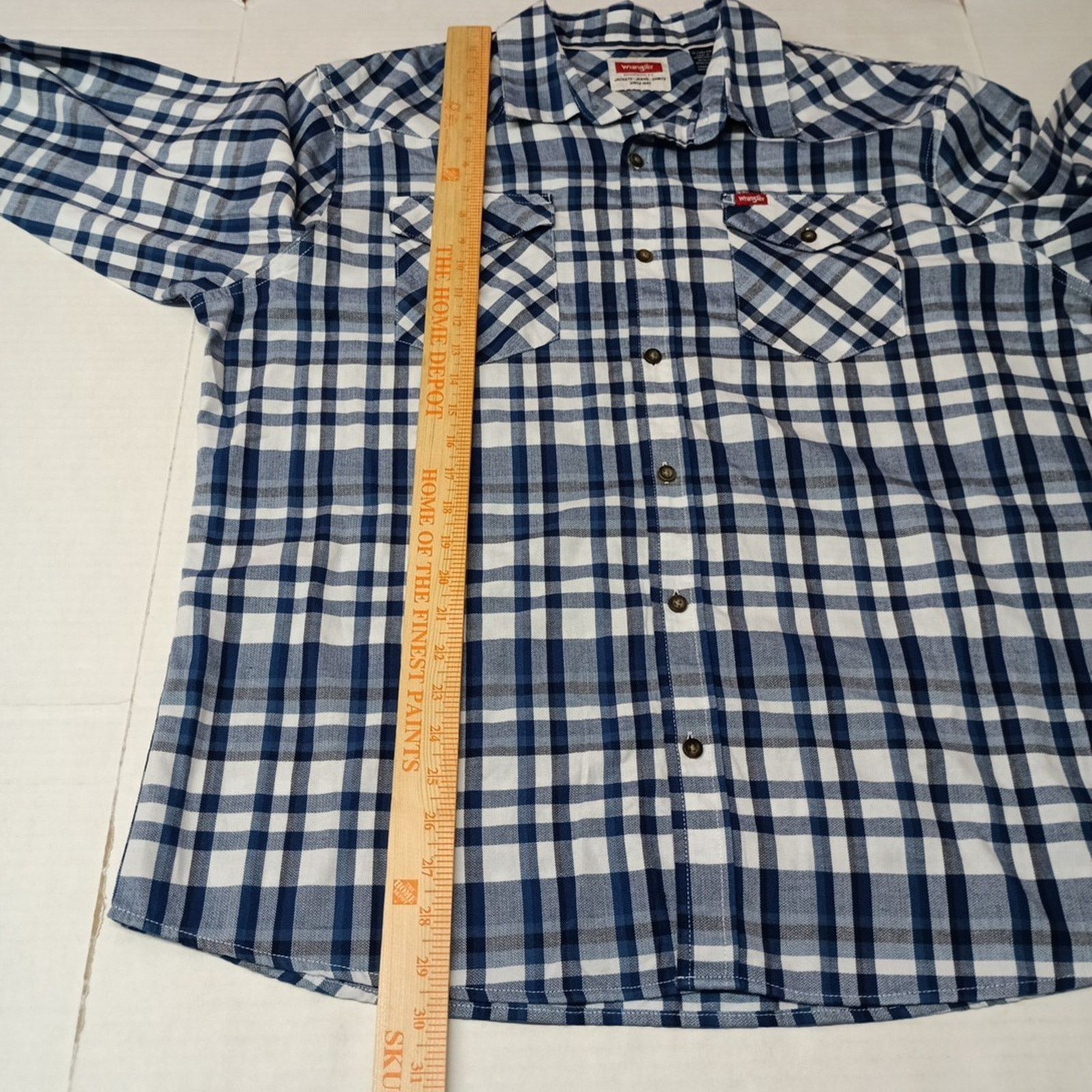 Wrangler Wrangler Cowboy Wash Shirt Men's Size XL Blue White Plaid Size US XL / EU 56 / 4 - 6 Thumbnail