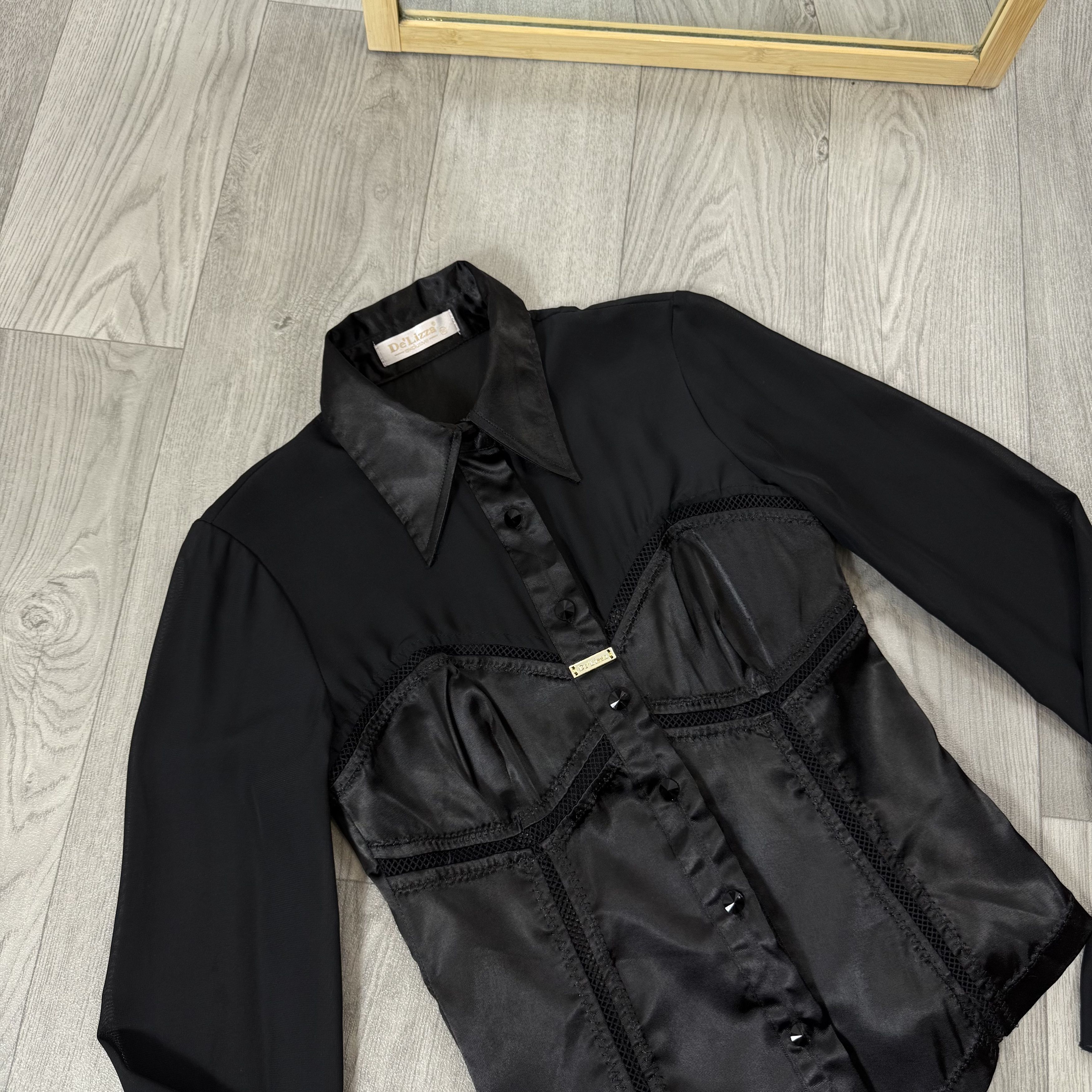 Vintage Vintage Corset Button Up Blouse Women's Black Top S Size S / US 4 / IT 40 - 5 Thumbnail