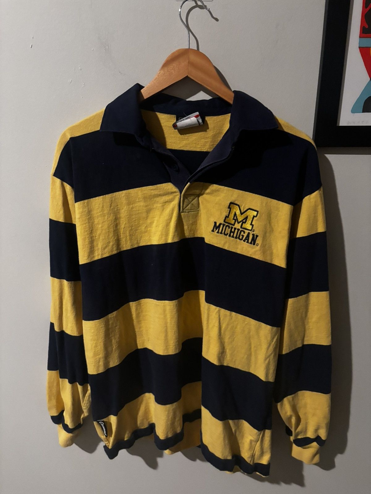 Barbarian Vintage 1990s Barbarian Michigan Wolverines Polo Shirt Size US XL / EU 56 / 4 - 1 Thumbnail