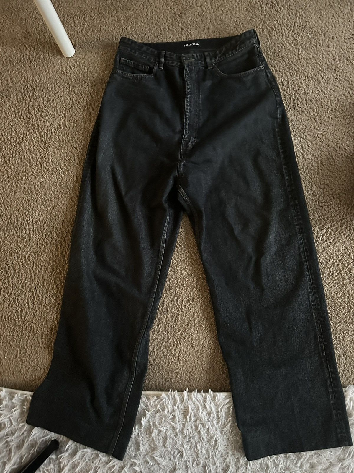 image of Balenciaga Loose Fit Denim in Black, Men's (Size 34)