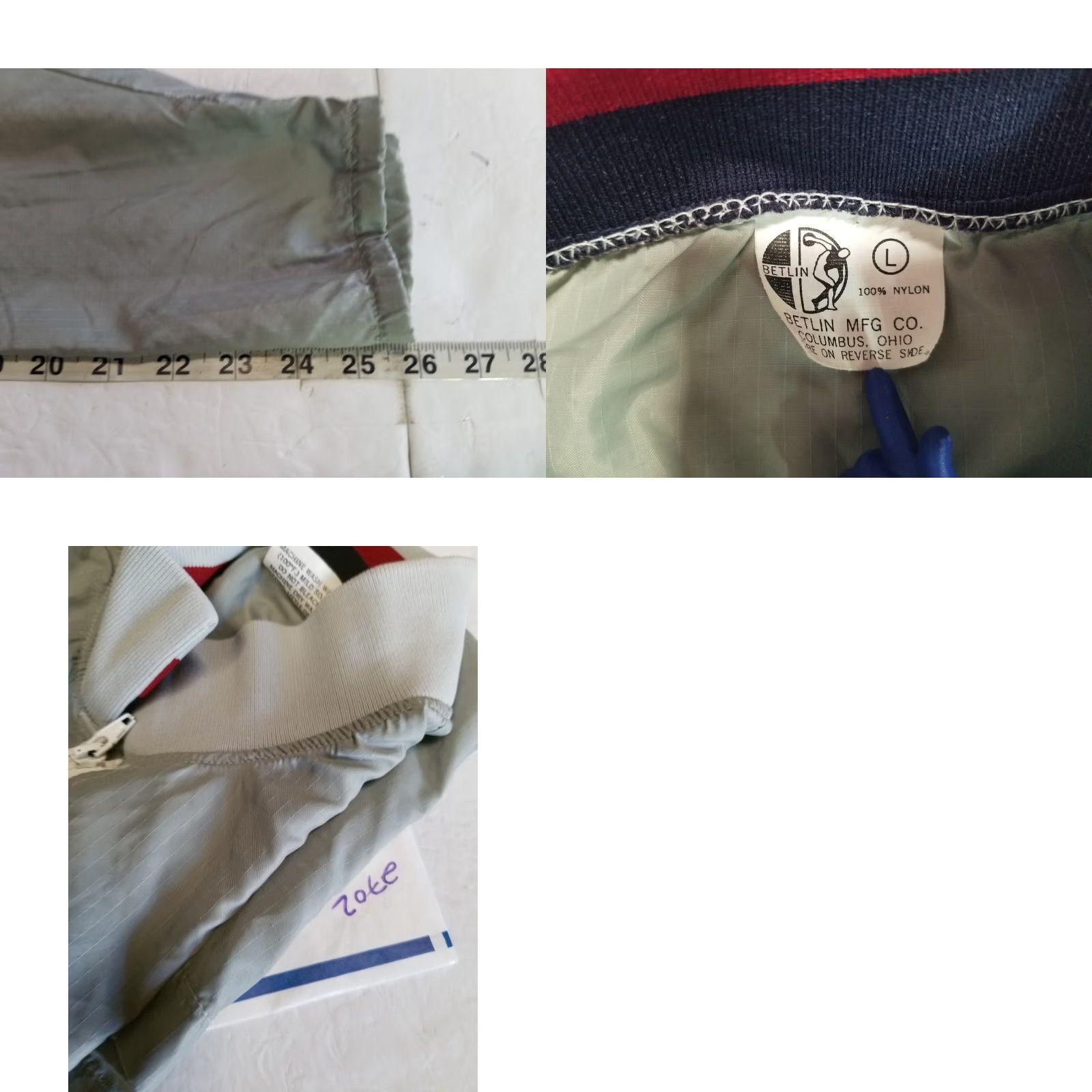 Vintage VINTAGE Betlin Windbreaker Nylon Made in USA Mens Size Large Gray Zip Up Jacket Men L Gray Windbreaker USA Logo All Seasons Size US L / EU 52-54 / 3 - 8 Thumbnail