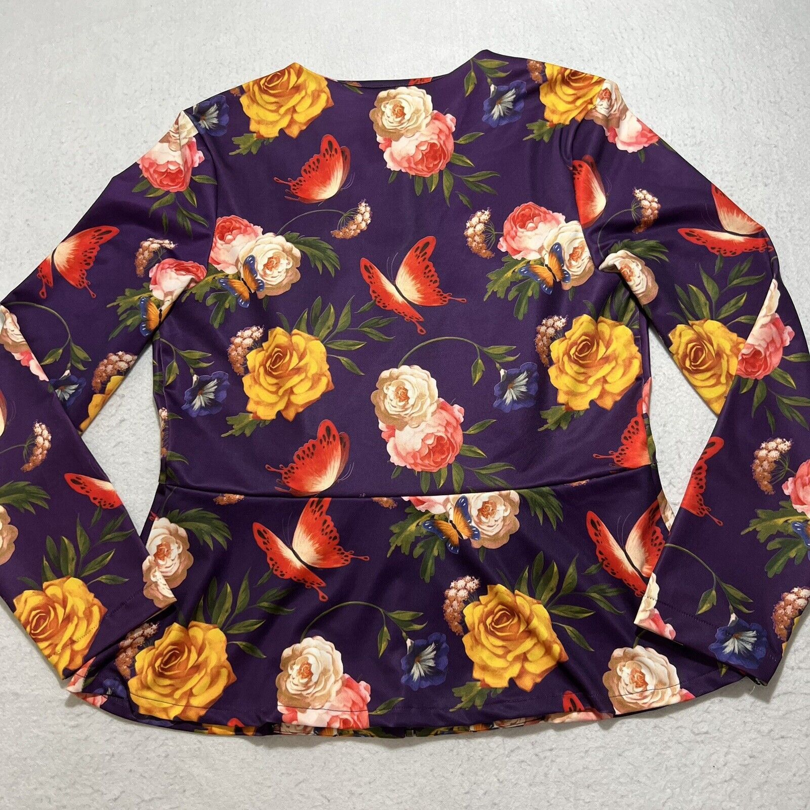 Disney Disney Parks Floral Peter Pan Tinkerbell Zip Peplum Jacket Size L / US 10 / IT 46 - 10 Thumbnail
