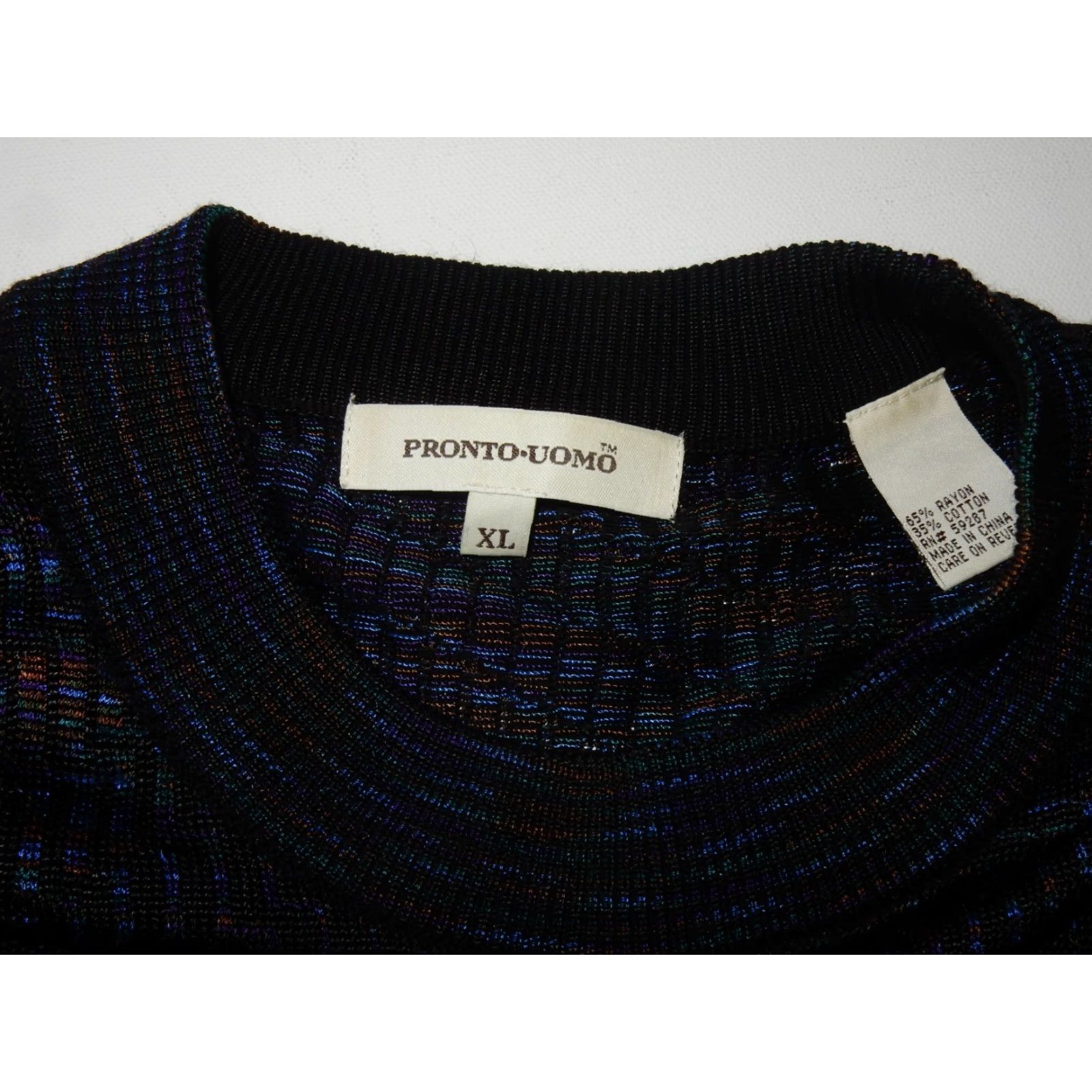 Pronto Uomo VINTAGE Pronto Uomo Black Pullover Sweater Adult XL Mens Size US XL / EU 56 / 4 - 5 Thumbnail