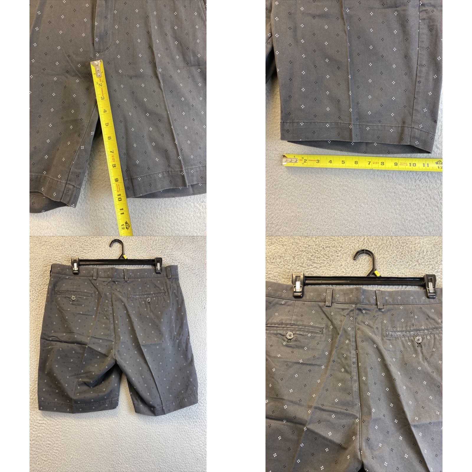 Roundtree & Yorke Roundtree & Yorke Shorts Mens 38 Gray Chino Classic Fit Pima Cotton 93-49 Size US 38 / EU 54 - 8 Thumbnail