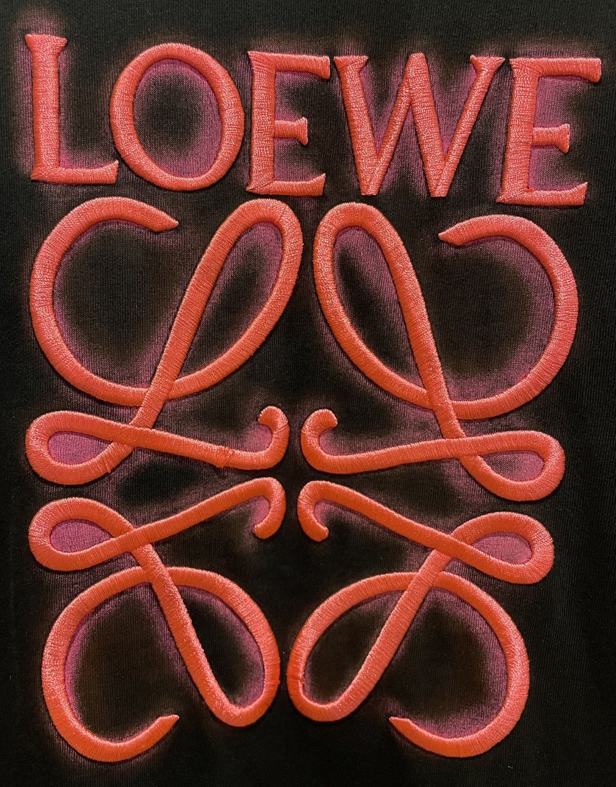 Loewe Loewe Black Neon Anagram Embroidered Cotton Crew Neck Tee Size US S / EU 44-46 / 1 - 7 Thumbnail