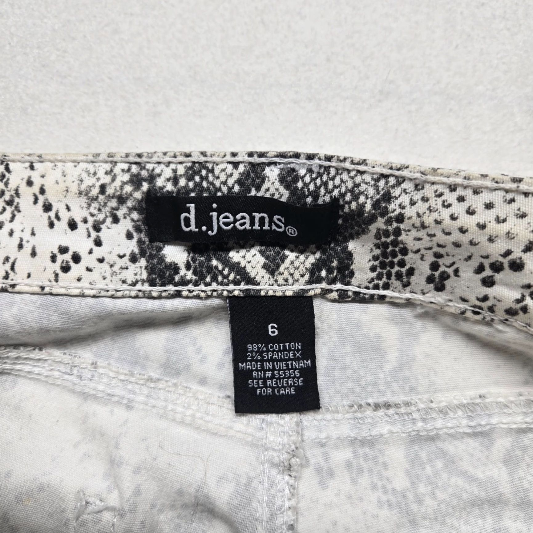 Vintage d.jeans Pants Women 6 White Snake Print High Waist Skinny Denim Stretch Casual Womens Size 28" / US 6 / IT 42 - 3 Thumbnail