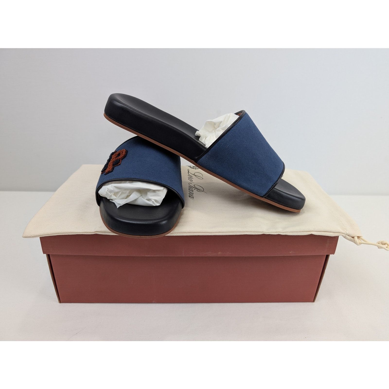 Loro Piana o1rshd1 Sea-Slide LP College Walk New York Dy in Blue/Black Size US 12 / EU 45 - 18 Thumbnail
