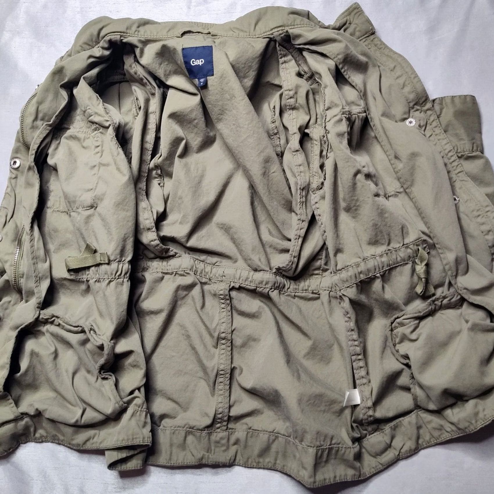 Gap GAP Women Small Olive Drab 100% Cotton Long Sleeve Utility Jacket, Regular Fit, Solid, Full Zip, Pockets, All Seasons, Casual, Green, Jacket, Women Size S / US 4 / IT 40 - 5 Thumbnail