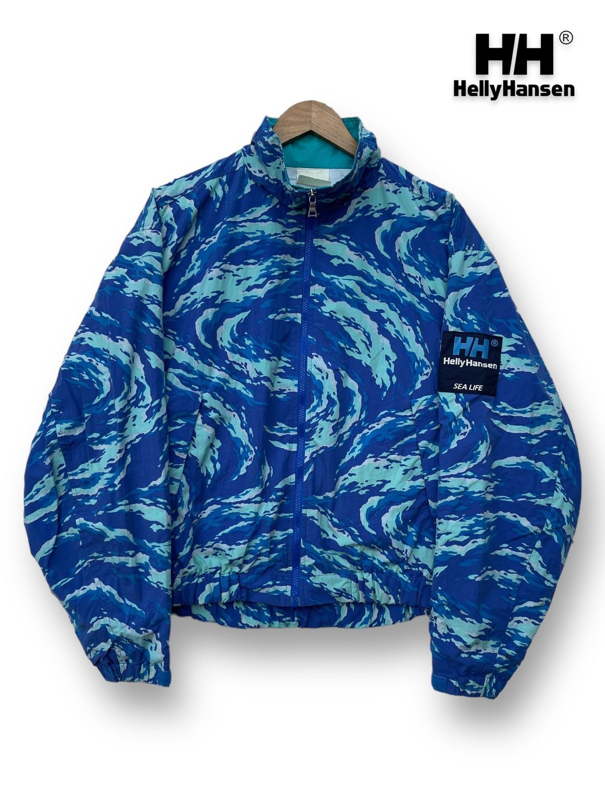 Helly Hansen 🔥Vintage 90's Helly Hansen Blue Flame Bomber Jacket Size US M / EU 48-50 / 2 - 2 Thumbnail