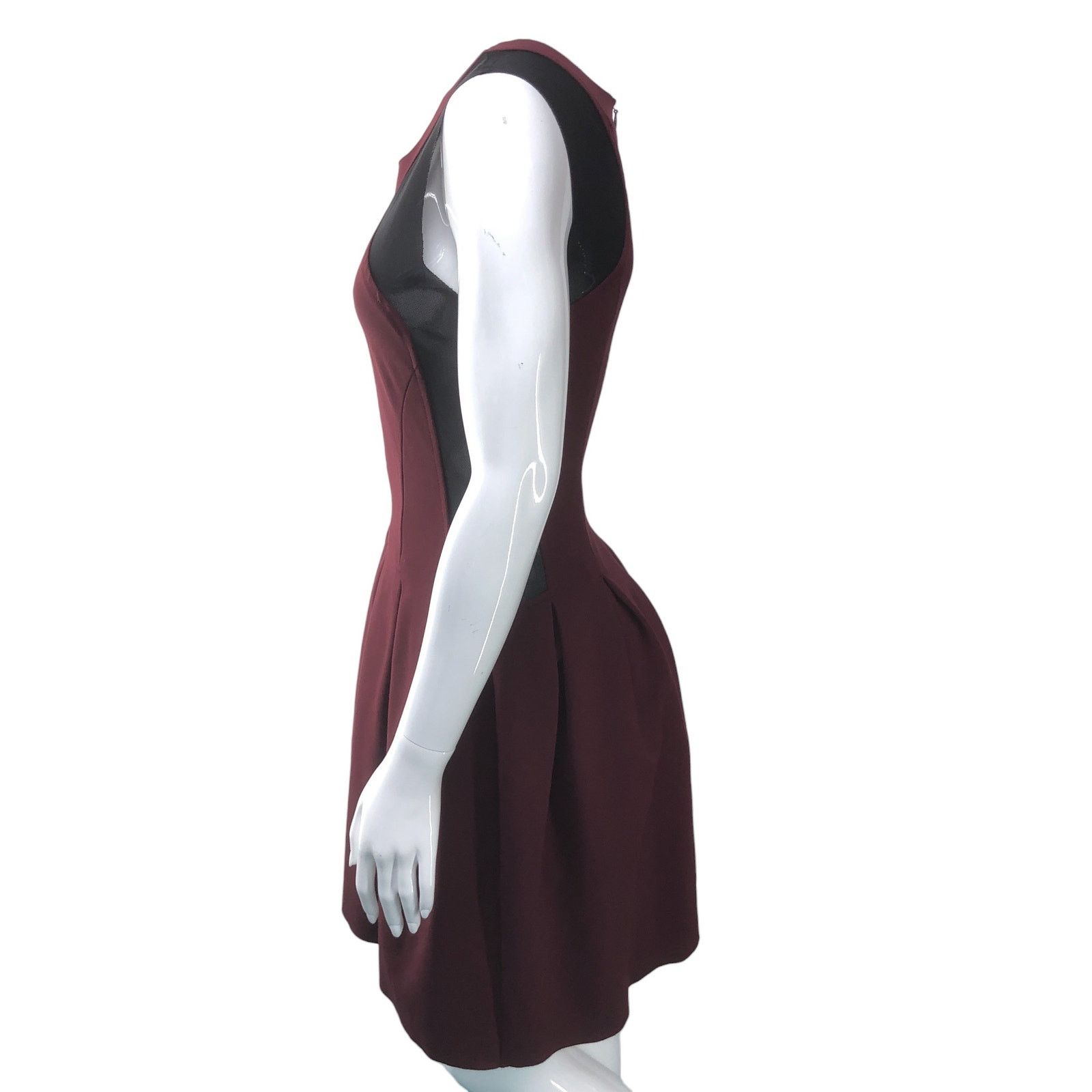 Maje Maje Size 2 Dress Maroon Black Mesh Cutouts Short Sleeve Size XS / US 0-2 / IT 36-38 - 6 Thumbnail