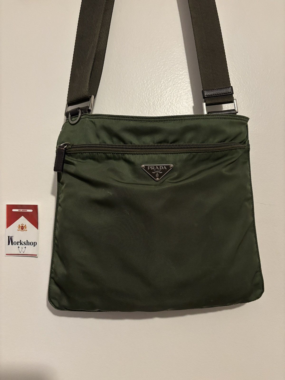 Prada Prada Olive Green Nylon Crossbody Bag Size ONE SIZE - 1 Thumbnail