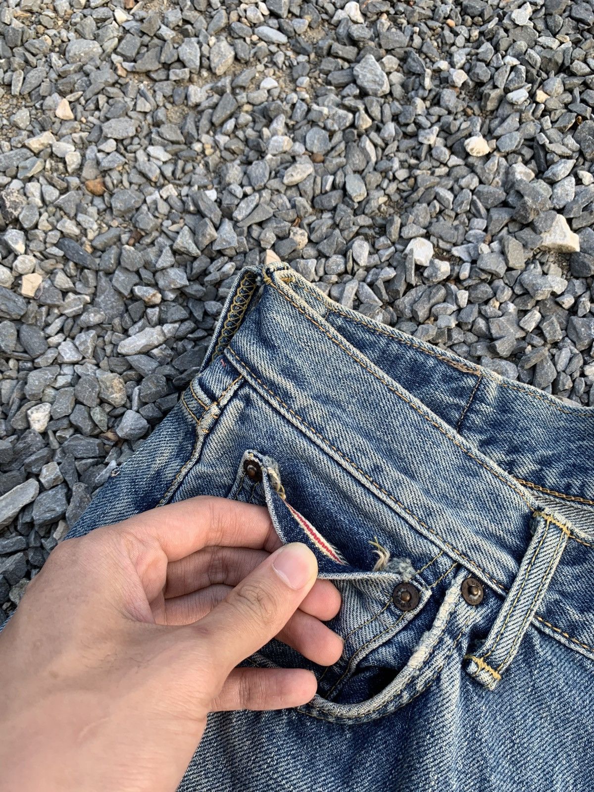 Kapital VINTAGE EDWIN SELVEDGE RUSTY FADED DISTRESSED DENIM Size US 27 - 8 Thumbnail