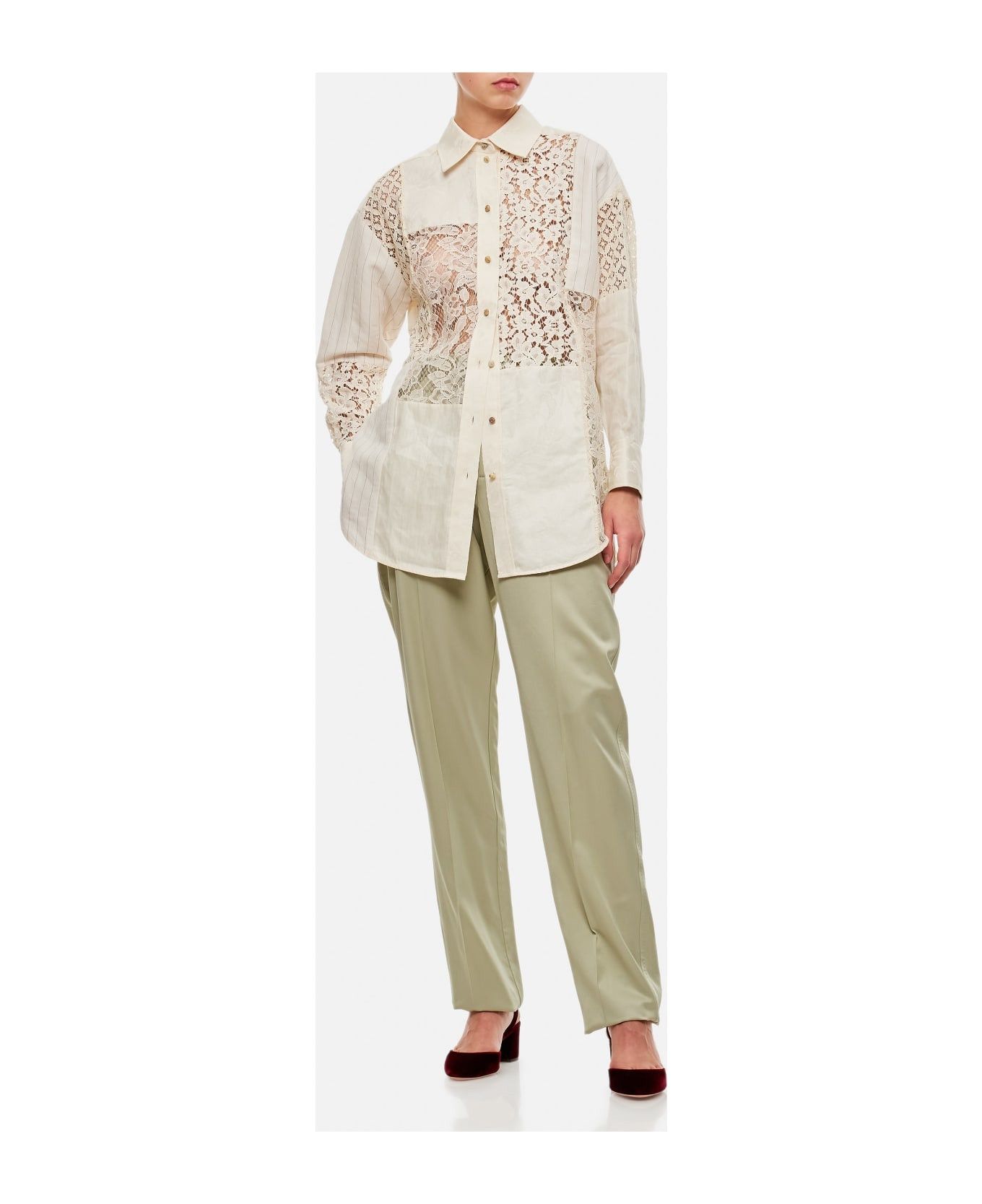 Bottega Veneta o1n1vont0625 Viscose Twill Straight Pant in Beige Size 30" / US 8 / IT 44 - 2 Thumbnail