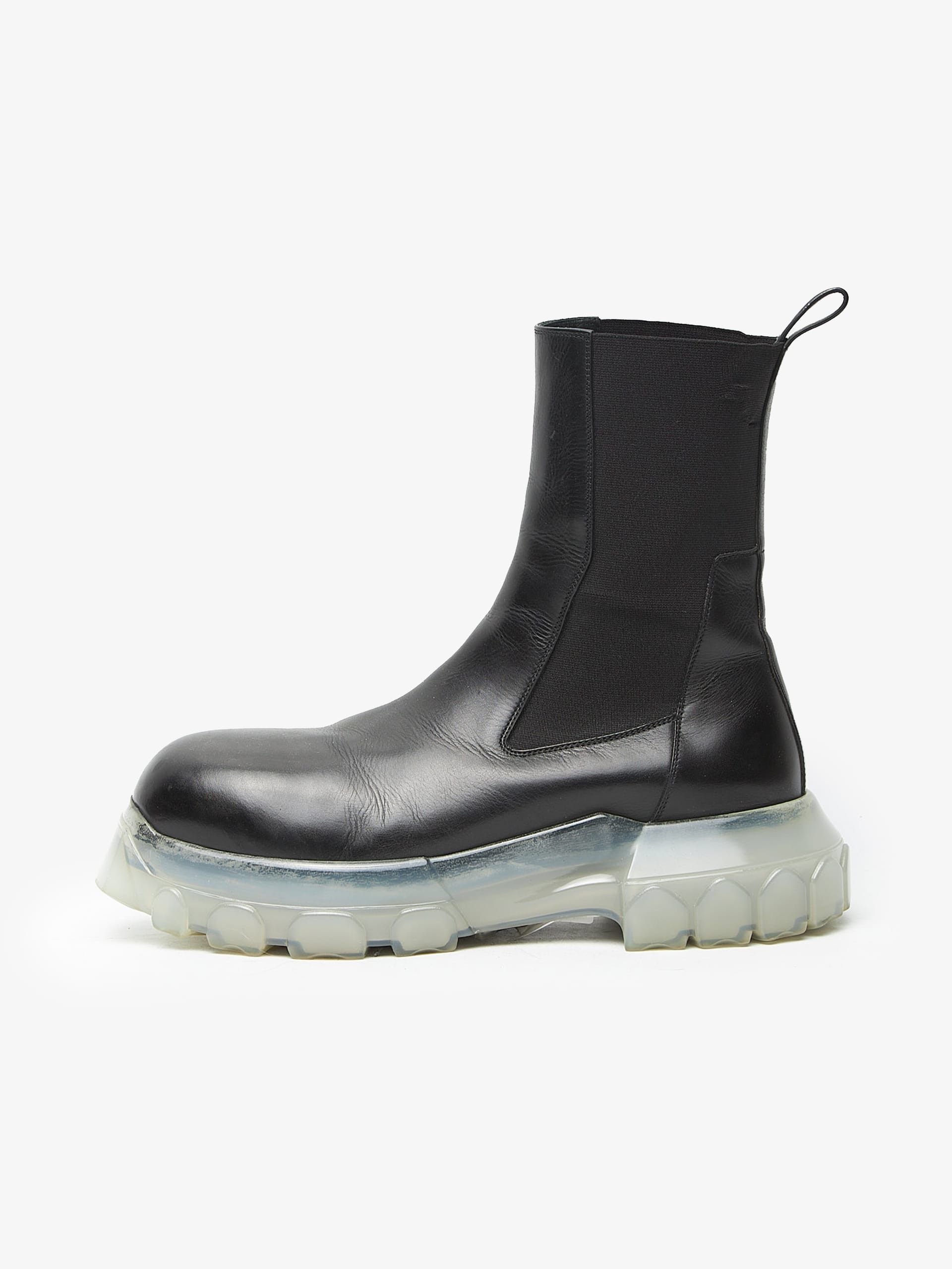 RICK OWENS SS19 BABEL TRACTOR BOAT SNEAKERS IN BLACK CALF