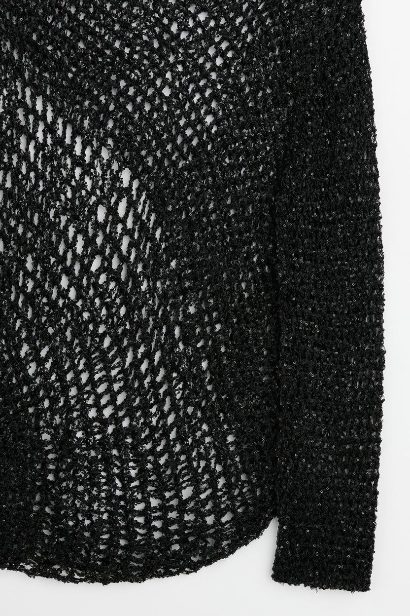 Judy Turner o1mle0225 Unisex Scilla Crochet Sweater in Black Size US S / EU 44-46 / 1 - 3 Thumbnail