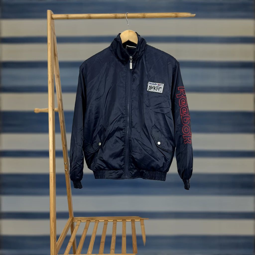 Reebok RARE VTG Reebok Blacktop Pump Spellout Patch Light Bomber Satin Jacket Size 2 M Size XS / US 0-2 / IT 36-38 - 1 Thumbnail