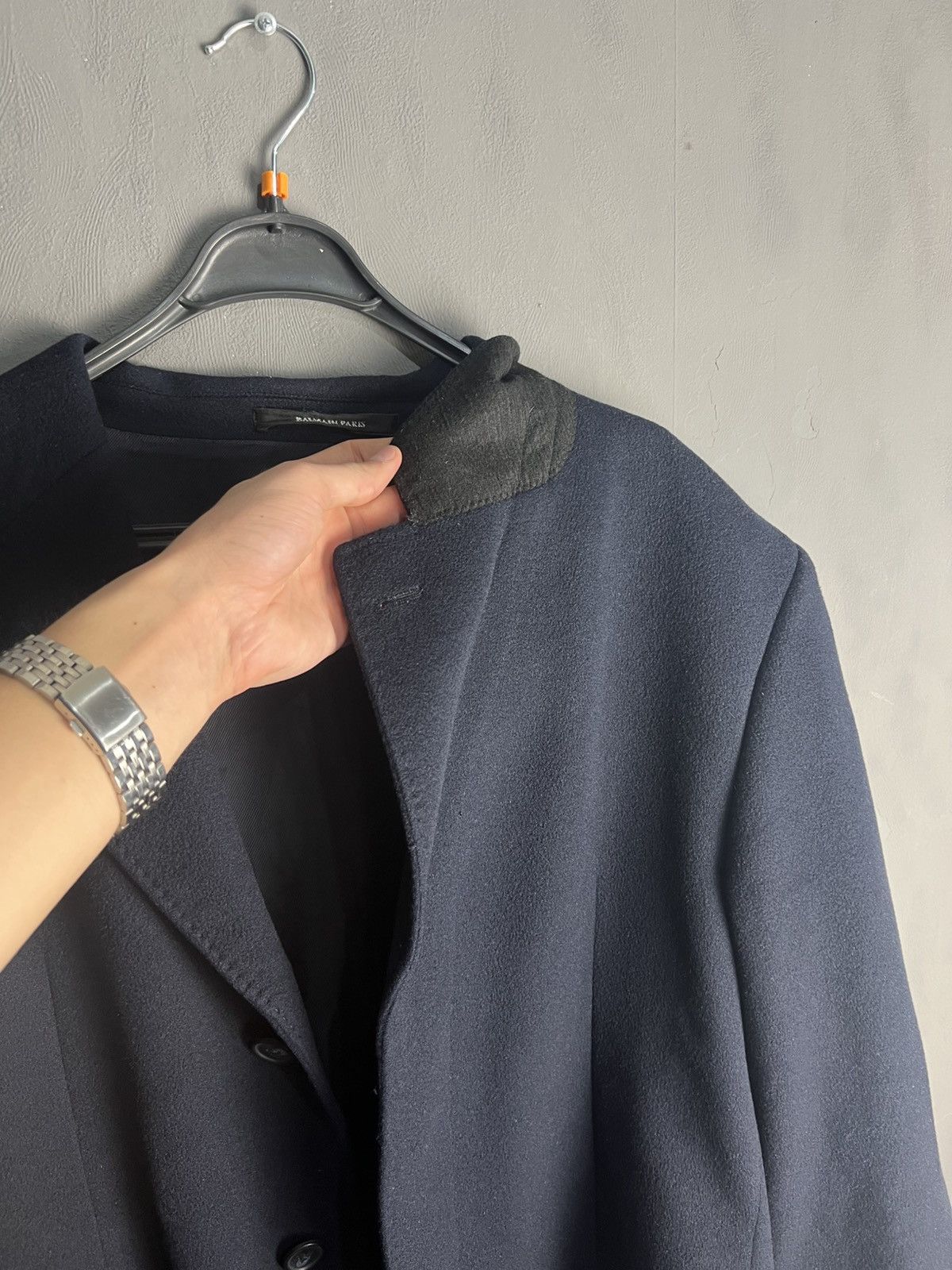 Balmain Balmain Wool Coat Luxury Vintage Jacket Dark Blue Size M Size US M / EU 48-50 / 2 - 12 Thumbnail