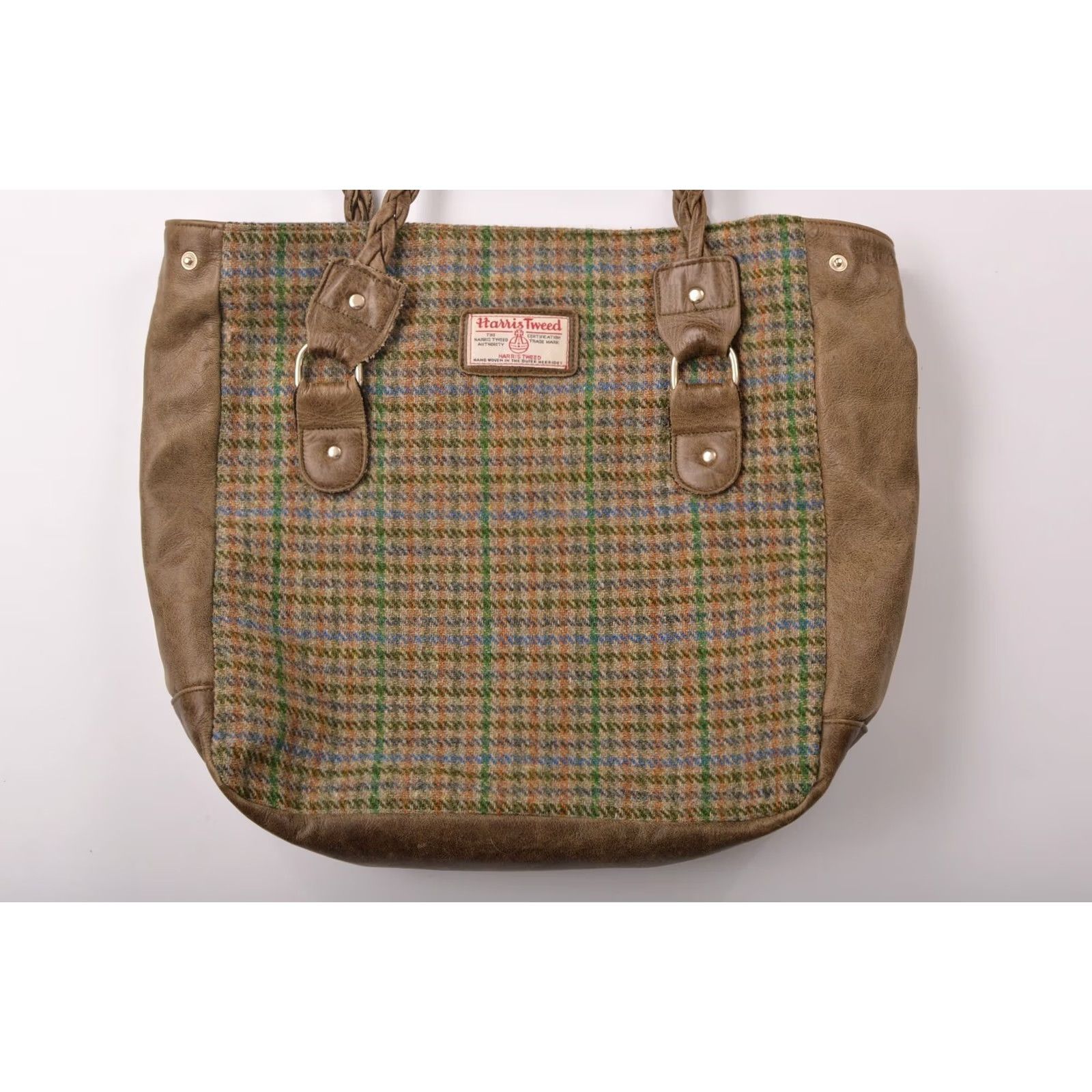 Harris Tweed Harris Tweed Tote Hand Bag Plaid Womens Tote Harris Tweed Multicolor Wool Exterior Material Tweed Plaid Tote Hand Bag Womens Harris Tweed Plaid Size ONE SIZE - 2 Thumbnail