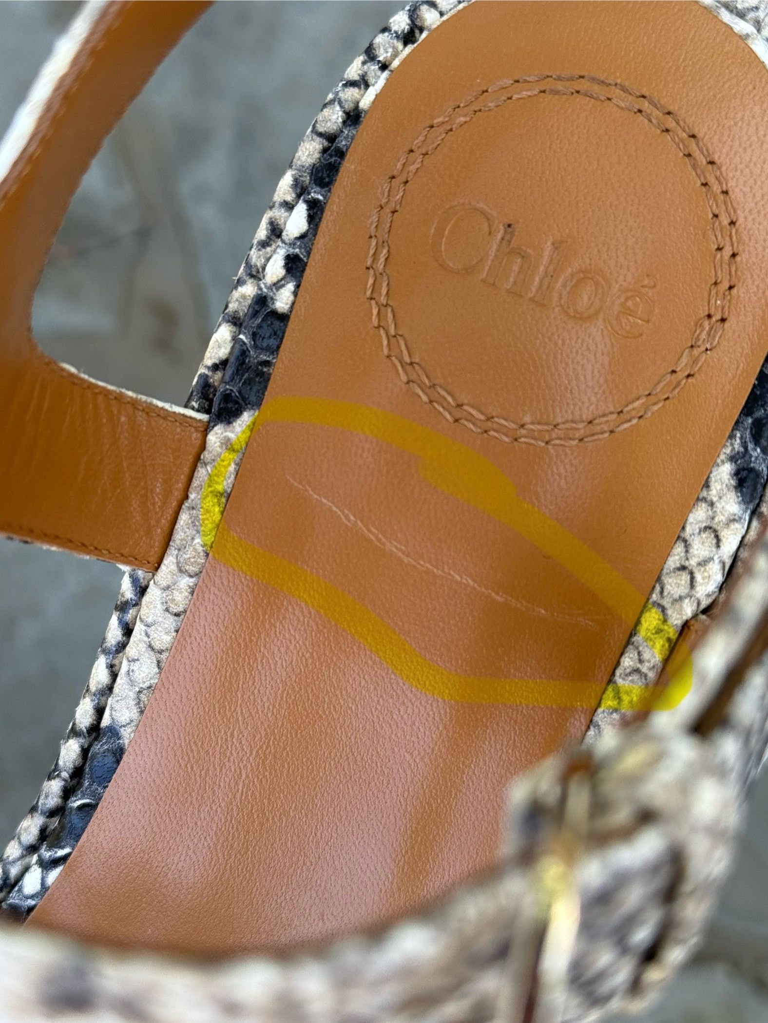 Chloe Chloe Snakeskin Odina Platform Sandals Size US 7 / IT 37 - 18 Thumbnail