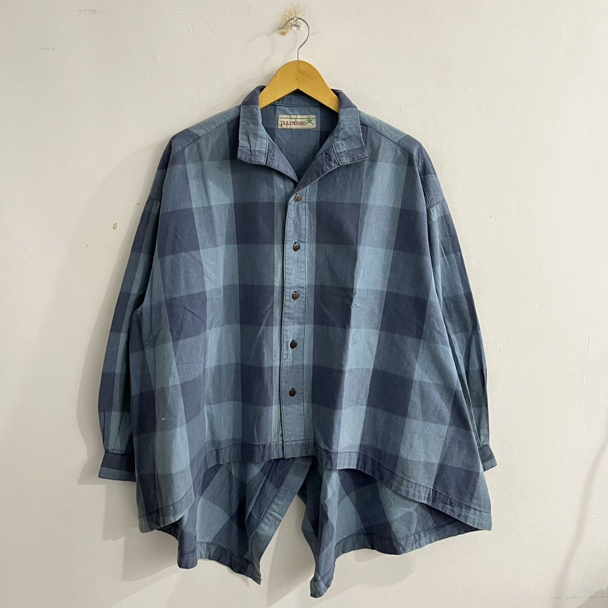 Japanese Brand Pyumoso Checkboard Unique Cut Button Up Shirt Size US L / EU 52-54 / 3 - 1 Thumbnail