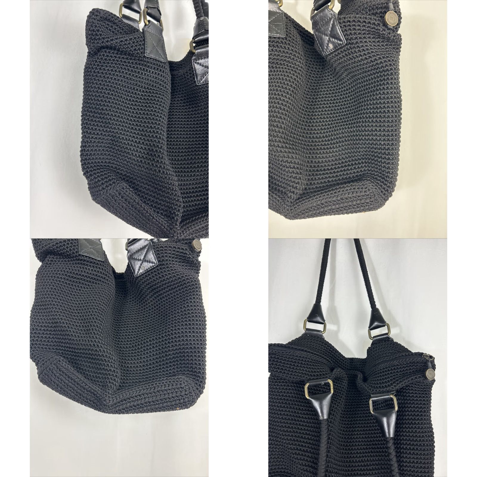 The Sak The Sak Shoulder Bag knit Black 11x6x9 Double Handles Zip Womens Boho Size ONE SIZE - 9 Thumbnail