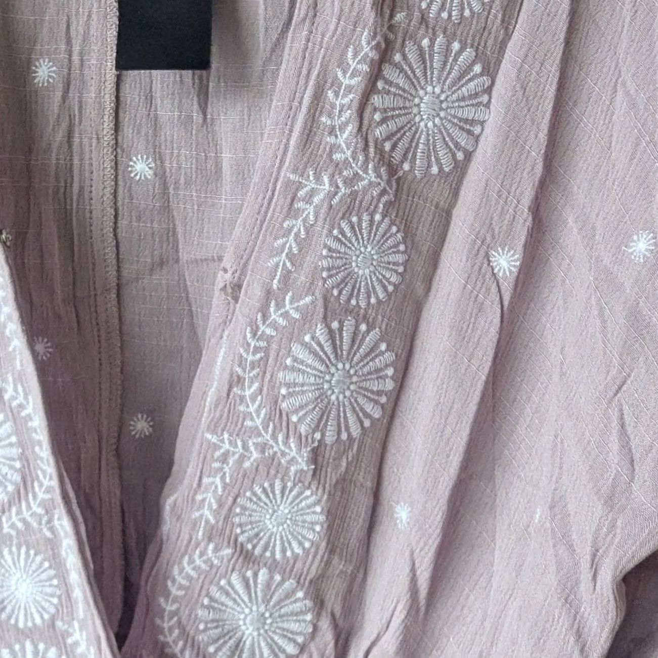 Vintage Chloe & Katie Blouse Shirt Cropped Embroidered V-Neck Long Sleeve Pink Floral Surplice Sz M NEW Women Size M / US 6-8 / IT 42-44 - 2 Thumbnail