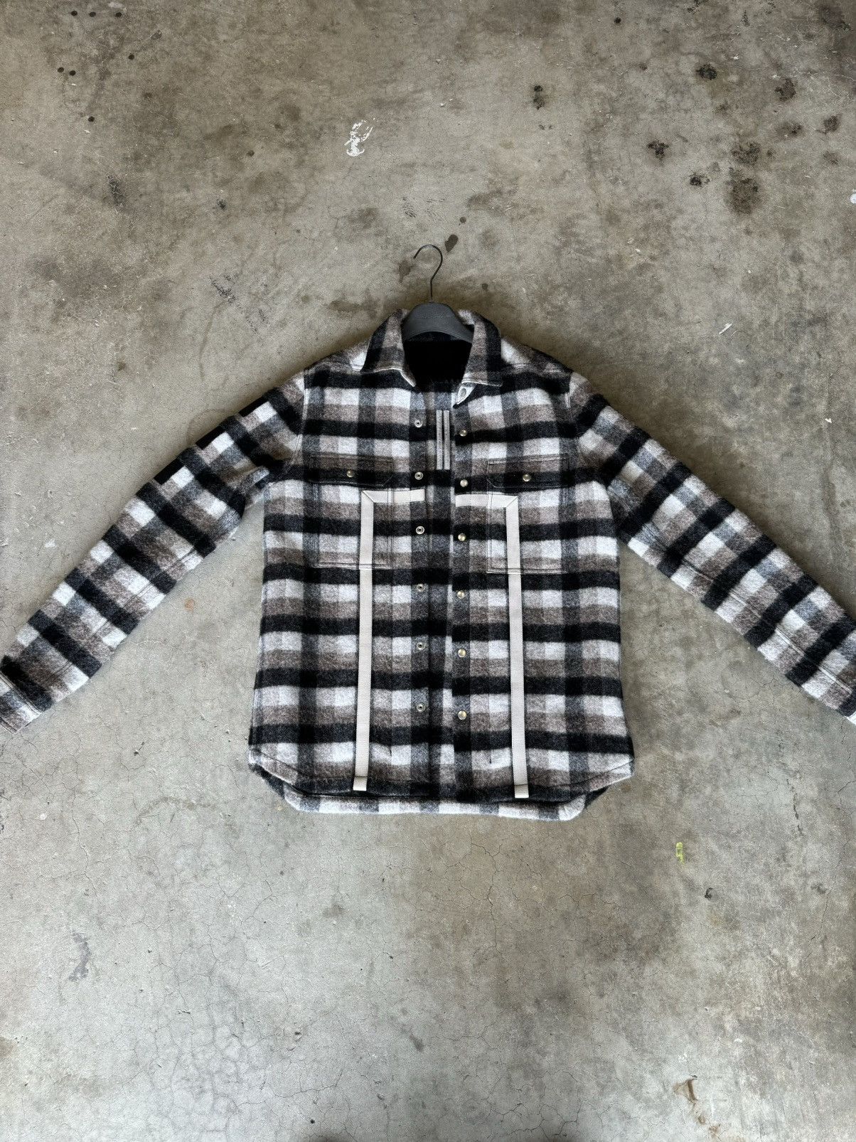 Rick Owens Rick Owen’s FW19 “Larry” Plaid Wool Outershirt Size US M / EU 48-50 / 2 - 1 Thumbnail