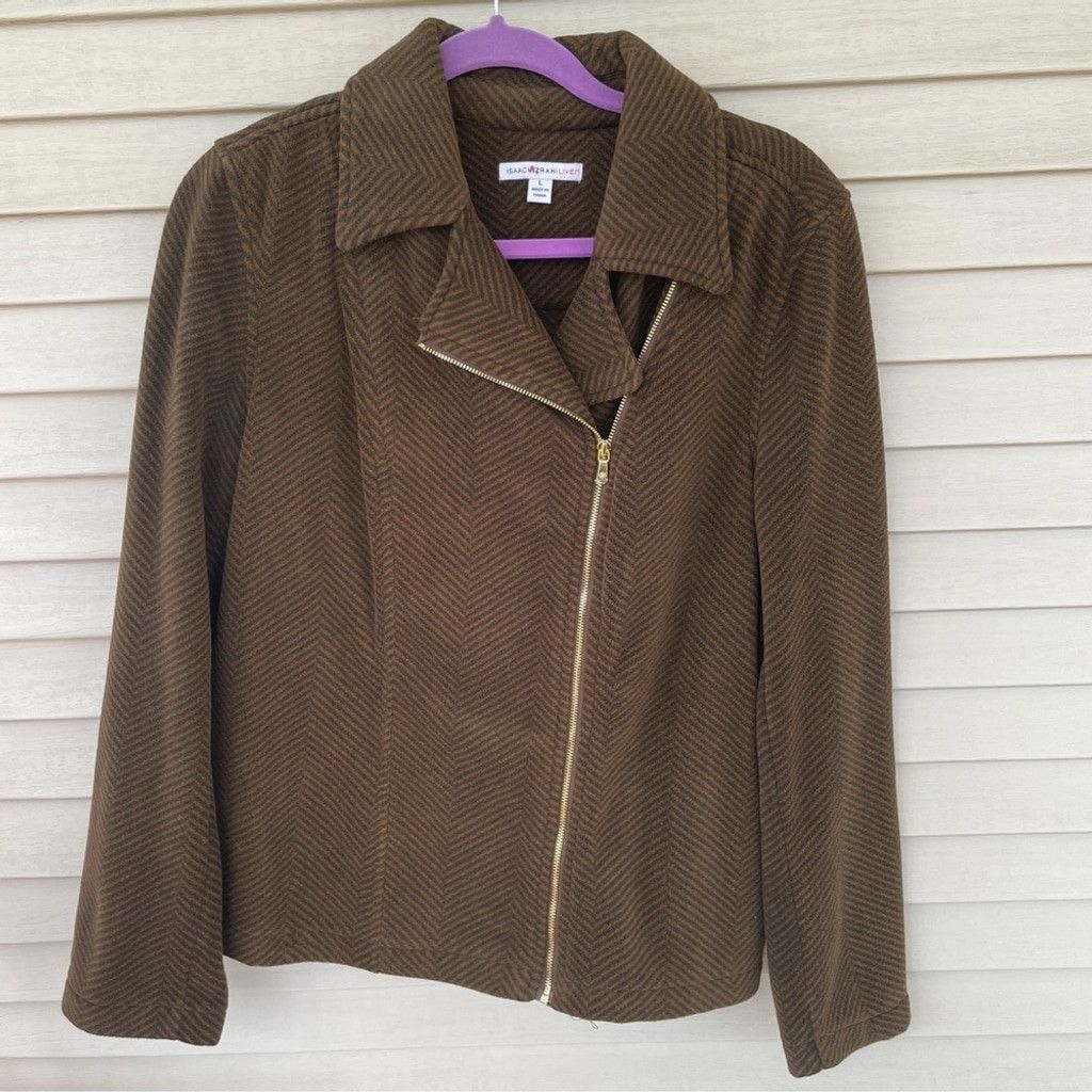 Isaac Mizrahi Isaac Mizrahi LIVE Asymmetrical Zip Herringbone Jacket Sz L Size L / US 10 / IT 46 - 4 Thumbnail