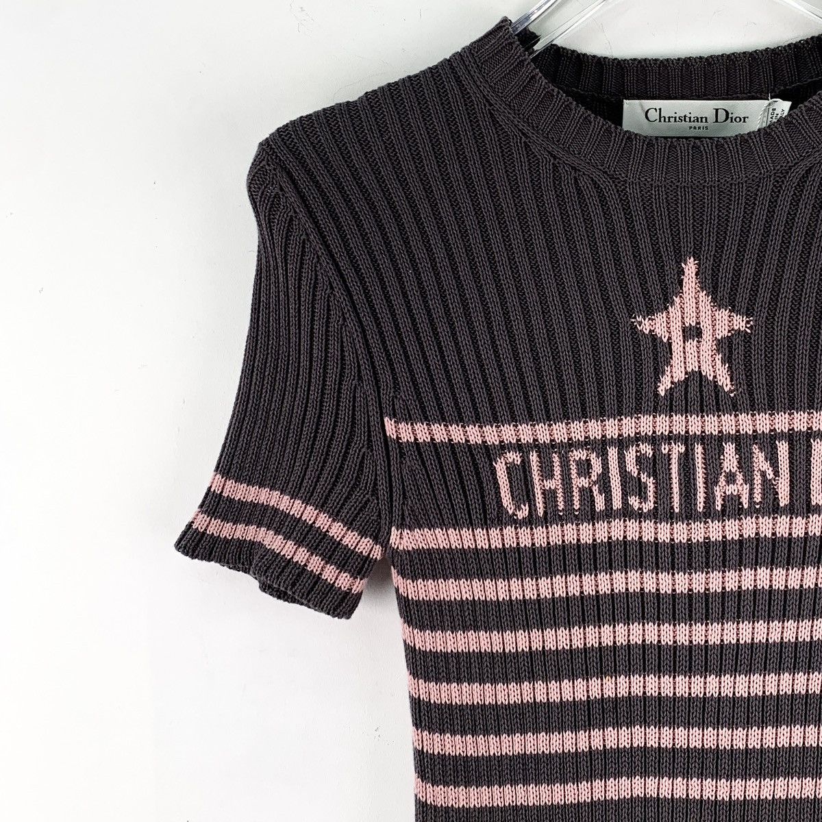 Dior Dior Stripe Intarsia Letter Short Sleeve Knit Top K26WX Size S / US 4 / IT 40 - 3 Thumbnail