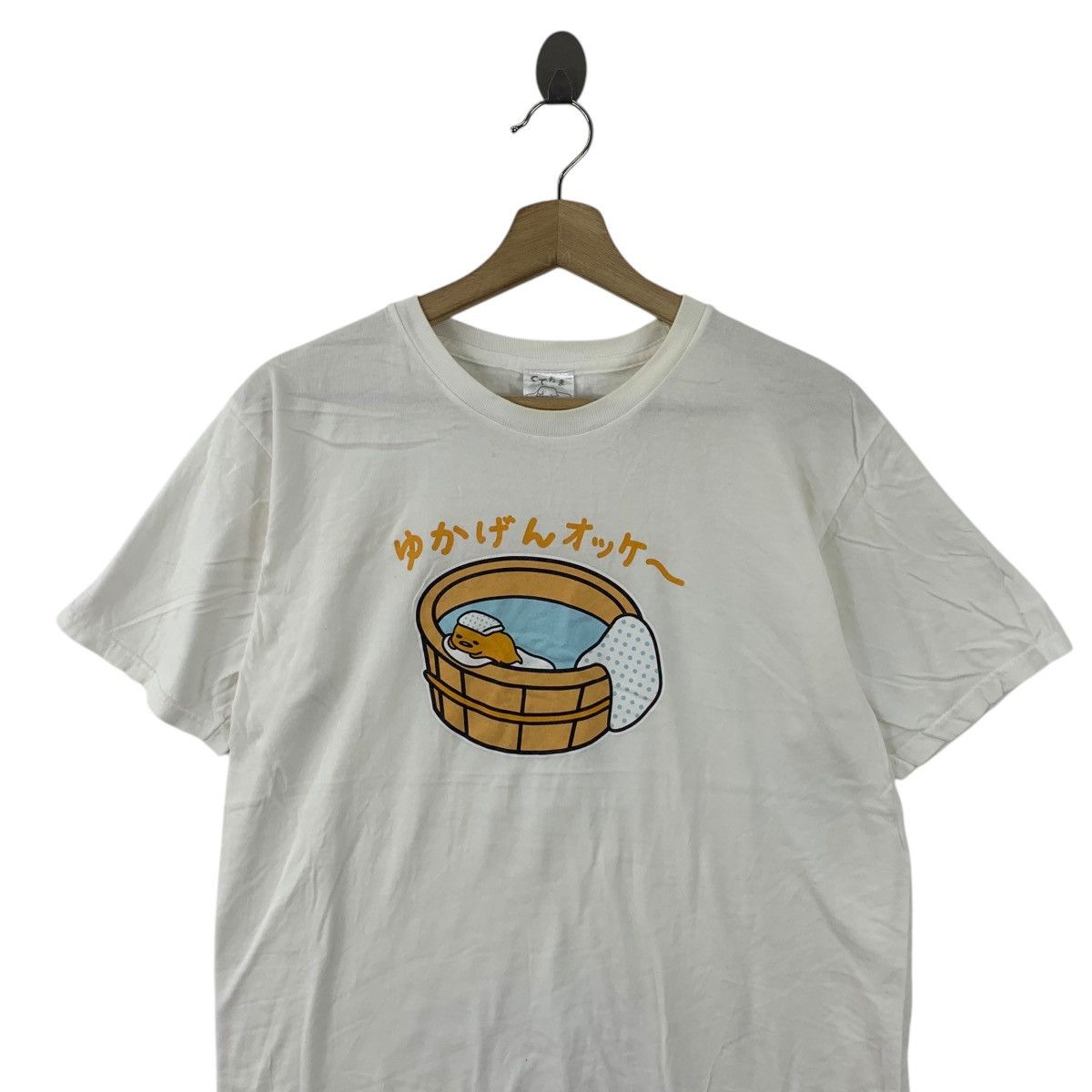 Vintage GUDETAMA AMY SANRIO Anthropomorphic Yolk Tee Shirt Top Size L / US 10 / IT 46 - 2 Thumbnail