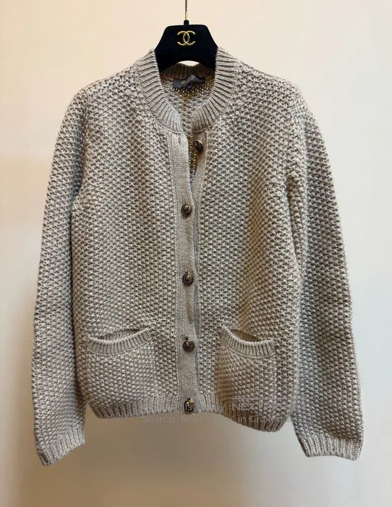 Loro Piana Loro Piana Khaki Coarse Knit Cashmere Cardigan Size XS / US 0-2 / IT 36-38 - 2 Thumbnail