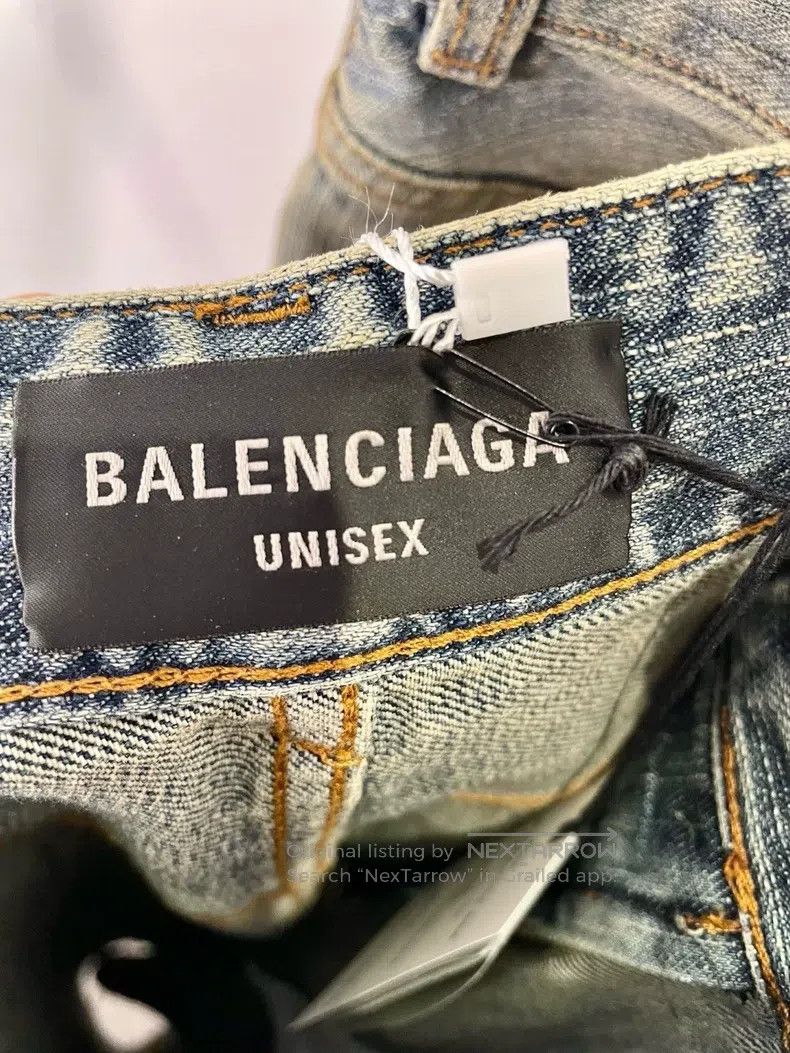 Balenciaga Balenciaga size S Logo Print Zip Pocket Long Loose Blue De Size US 27 - 3 Thumbnail
