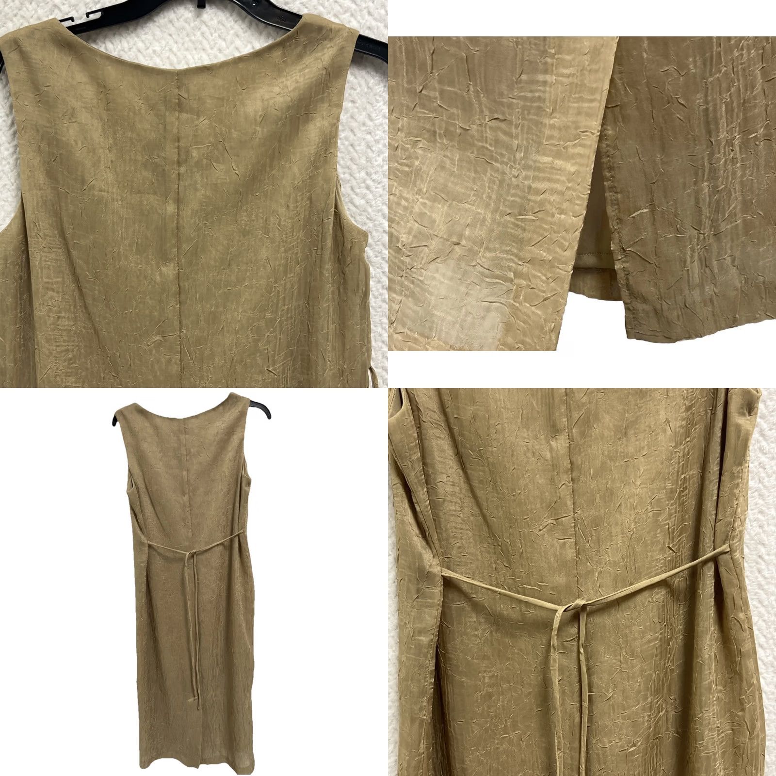 Vintage VINTAGE R&M Richards Champagne Satin Midi Dress Womens Small 90s Crinkle Fairy Size S / US 4 / IT 40 - 8 Thumbnail