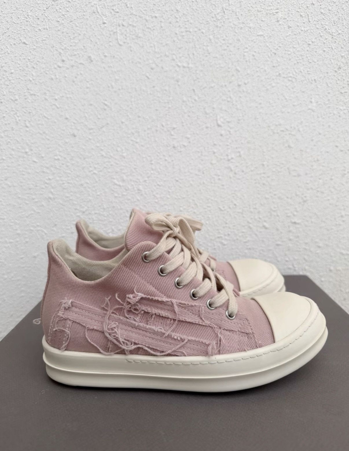 Rick Owens Rick Owens DRKSHDW distressed pink white low-top sneakers Size US 6 / IT 36 - 1 Thumbnail