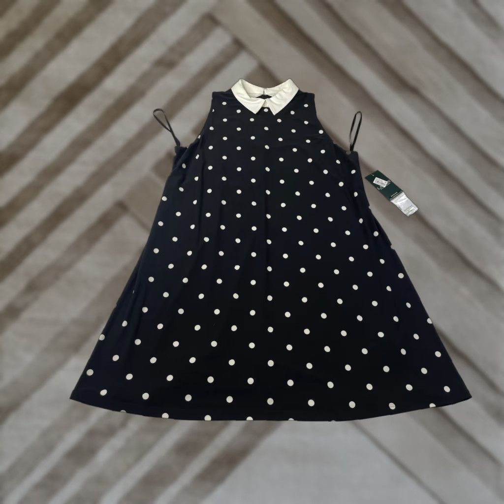 Ralph Lauren Lauren Ralph Lauren Women’s Black Collared Polka Dot Dress NWT Size 16 Petite Size XXL / US 16-18 / IT 52-54 - 1 Thumbnail