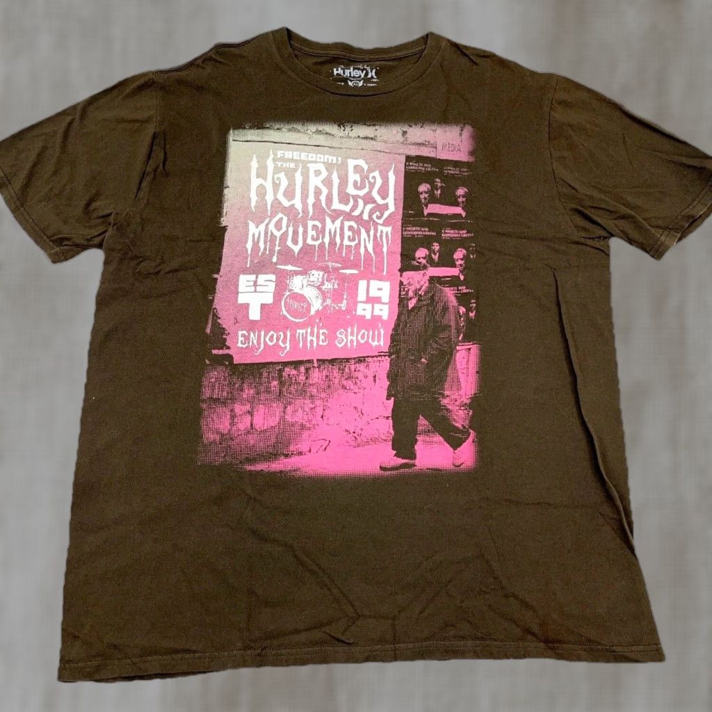 Hurley Hurley Shirt Men XL Brown Tee Skate Surf Retro Y2K Movement Enjoy Show Adult Size US XL / EU 56 / 4 - 1 Thumbnail