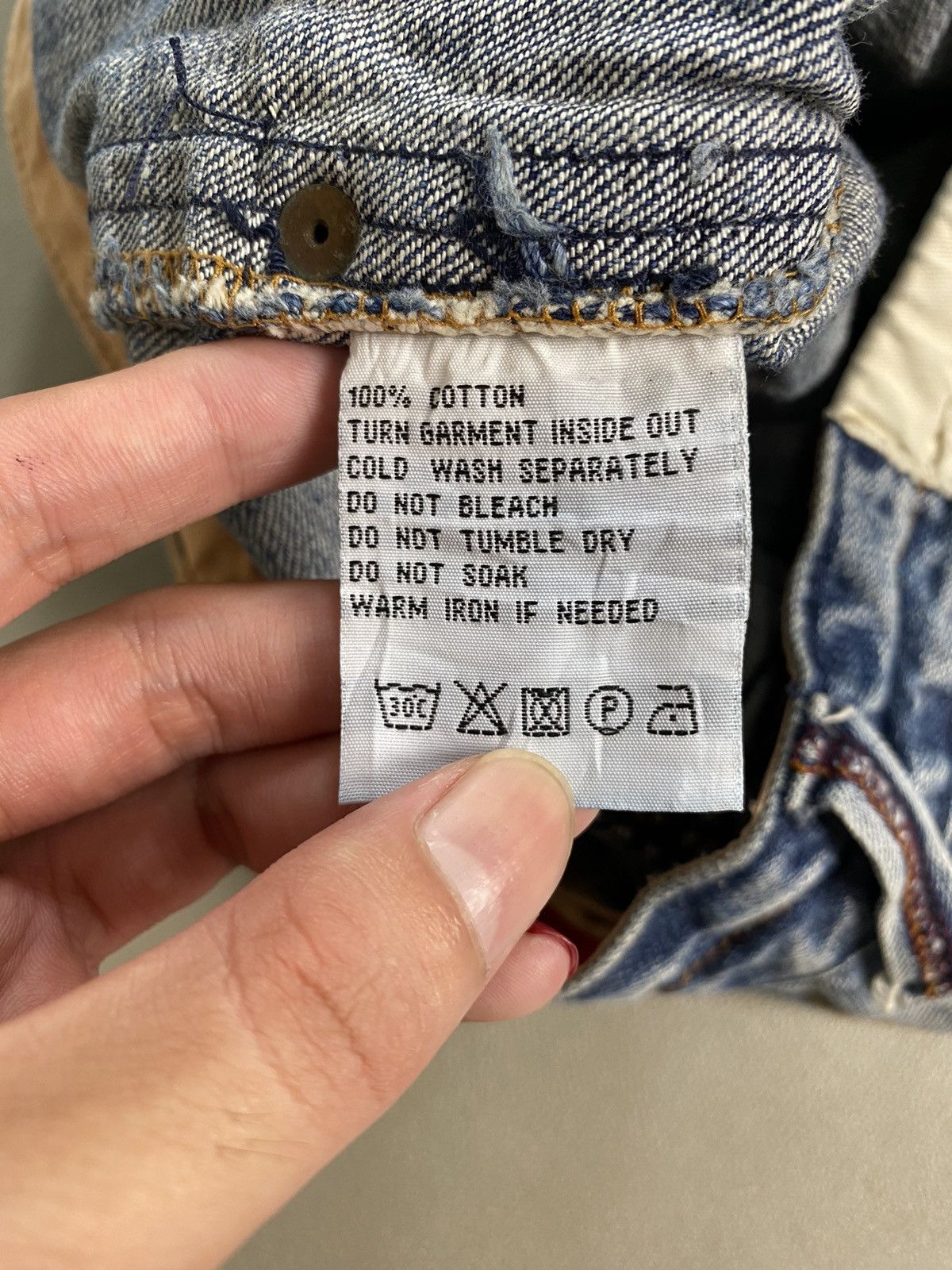If Six Was Nine × Japanese Brand × Tornado Mart 2000s Tough Jeansmith Patchwork Distressed Denim Jeans Size US 32 / EU 48 - 10 Thumbnail