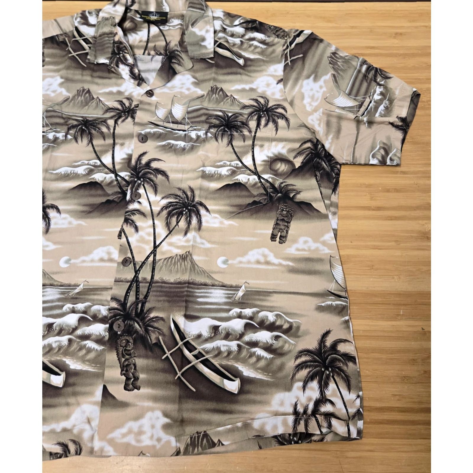 Vintage Royal Creations Shirt 2XL Mens Hawaiian Aloha Button Front Beige Made in Hawaii Size US XXL / EU 58 / 5 - 2 Thumbnail