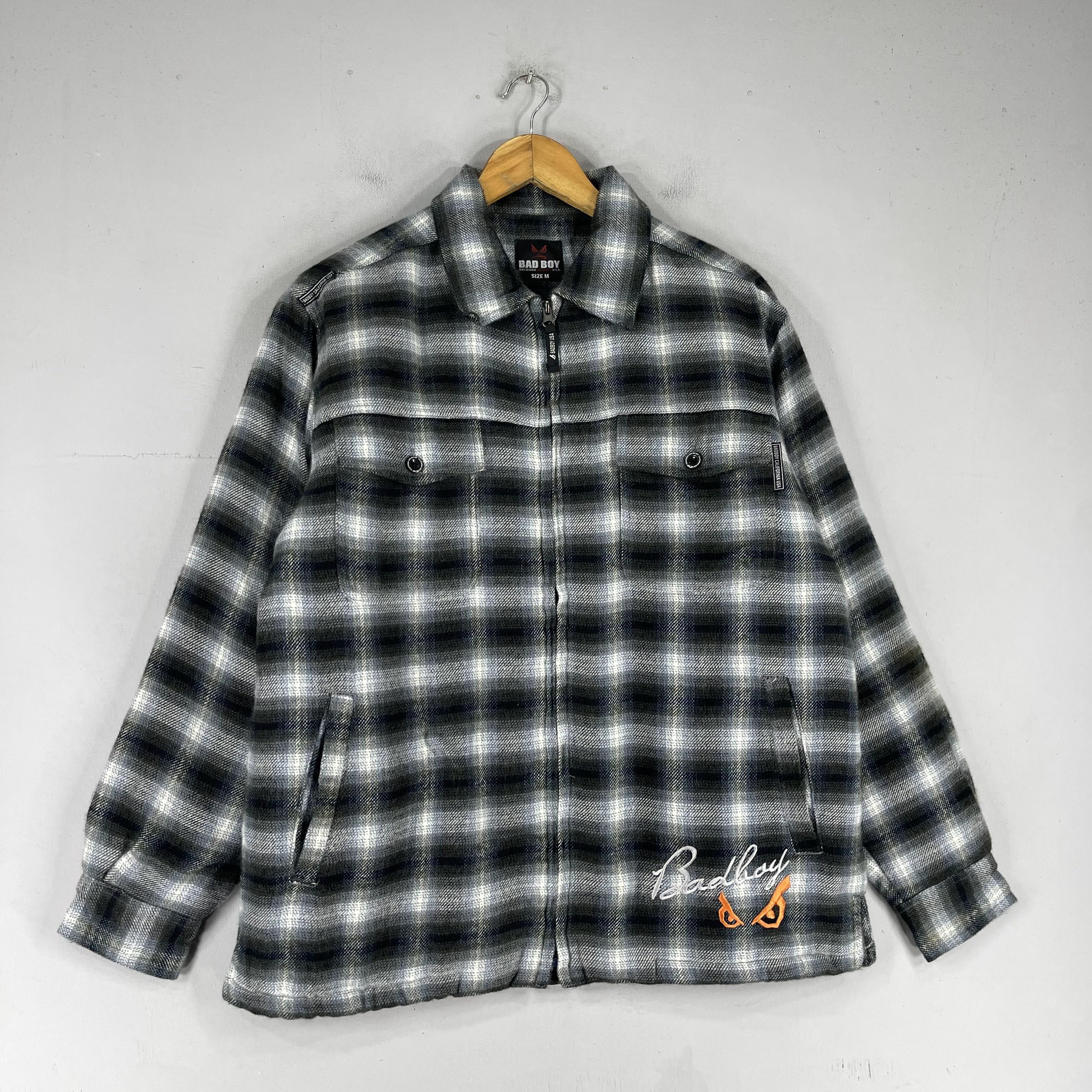 Japanese Brand Vintage BAD BOY Sherpa Blanket Lined Checkered Jacket Size US M / EU 48-50 / 2 - 5 Thumbnail