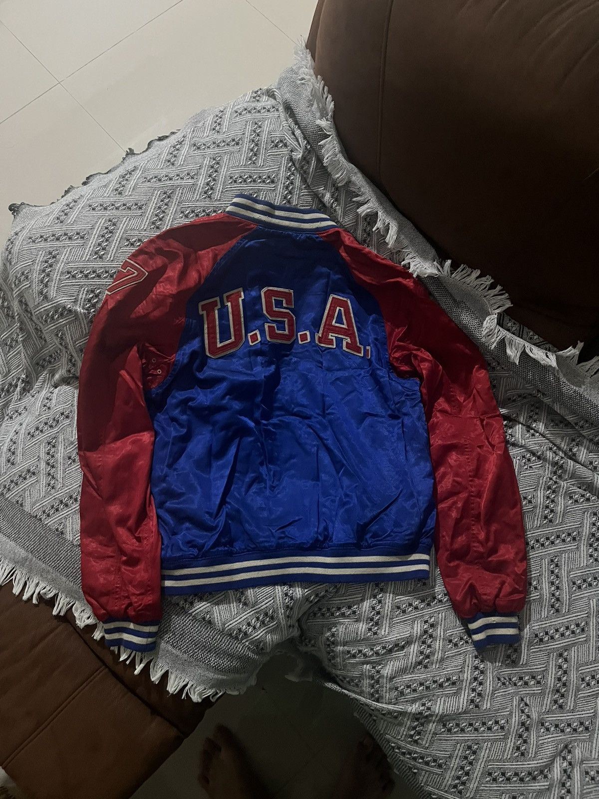 Polo Ralph Lauren RARE Polo Ralph Lauren USA Satin Bomber - Production Sample Size US M / EU 48-50 / 2 - 2 Thumbnail
