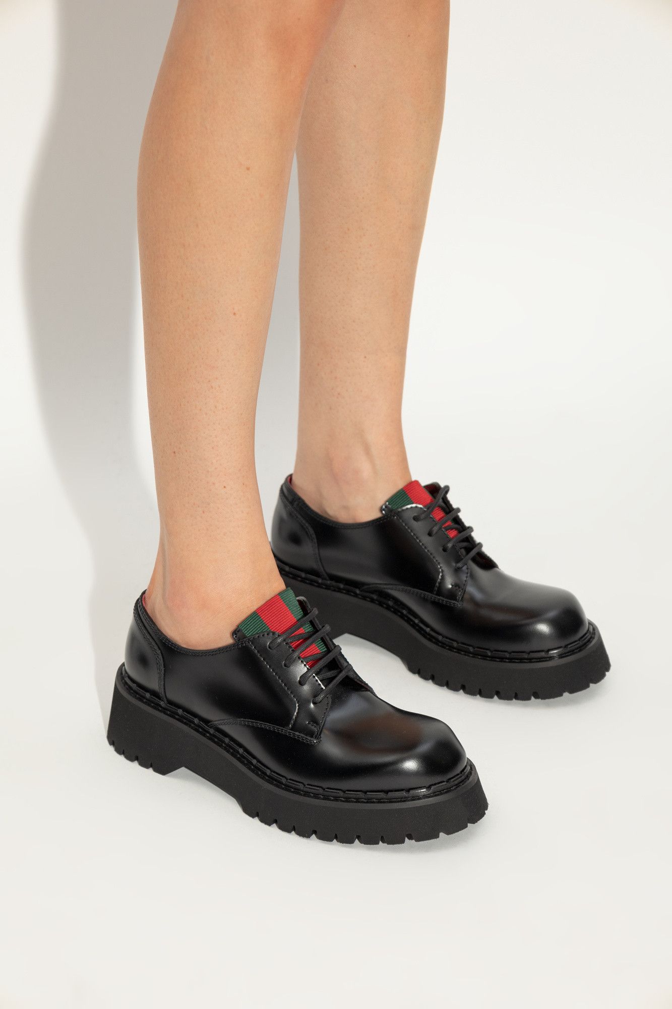 Gucci oc11z1025 Lace-Up Shoes With Web in Black Size US 10.5 / IT 40.5 - 2 Thumbnail