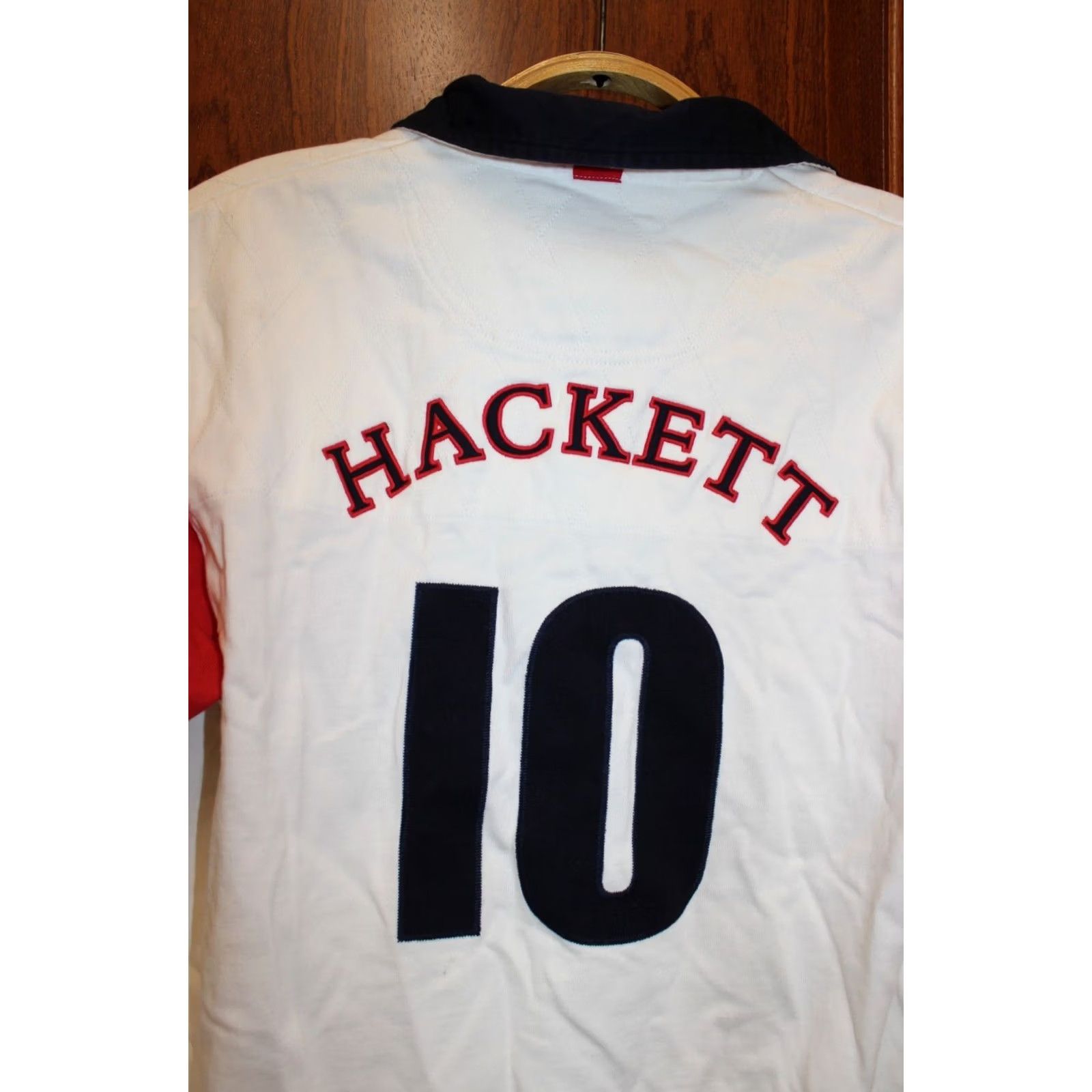 Vintage Hackett London England Rugby Polo Longsleeve Jersey S Men White Limited edition #10 Rugby Shirt Mens Size US S / EU 44-46 / 1 - 6 Thumbnail
